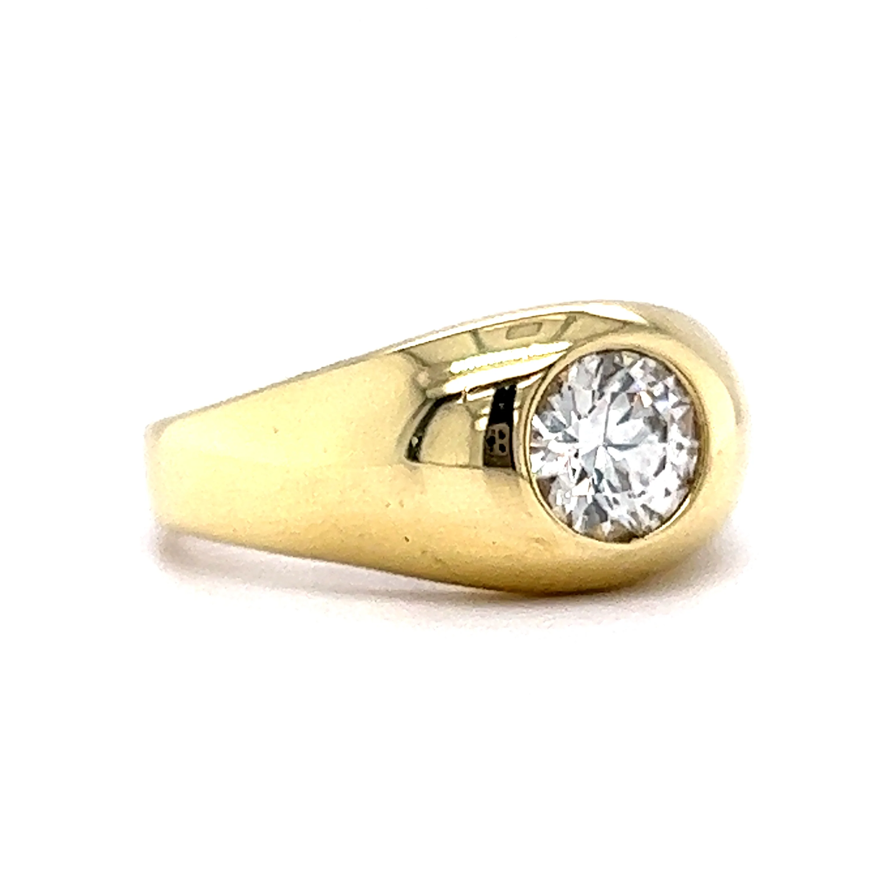 1.10 Flush Set Diamond Engagement in 18K Yellow Gold - Image 3