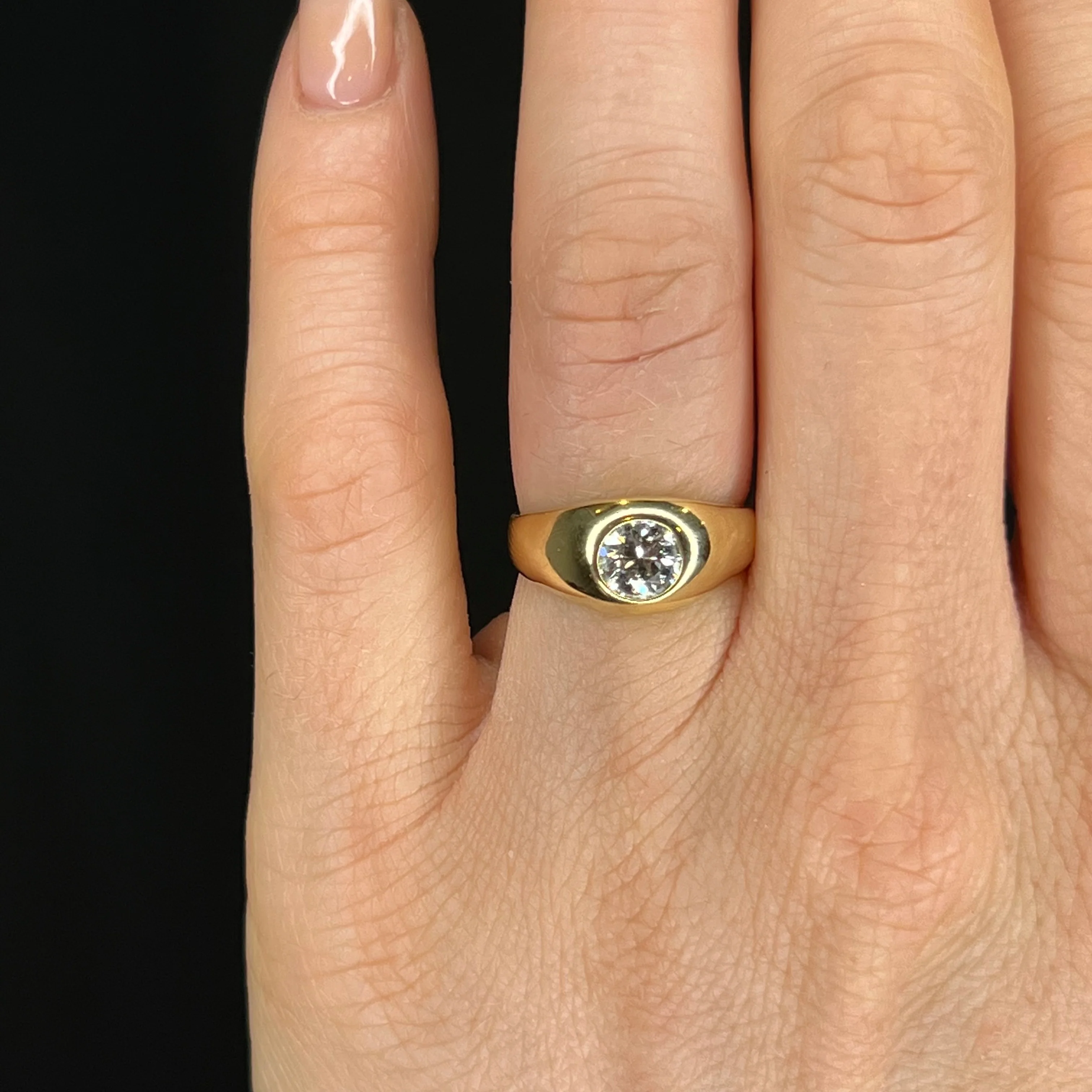 1.10 Flush Set Diamond Engagement in 18K Yellow Gold - Image 6