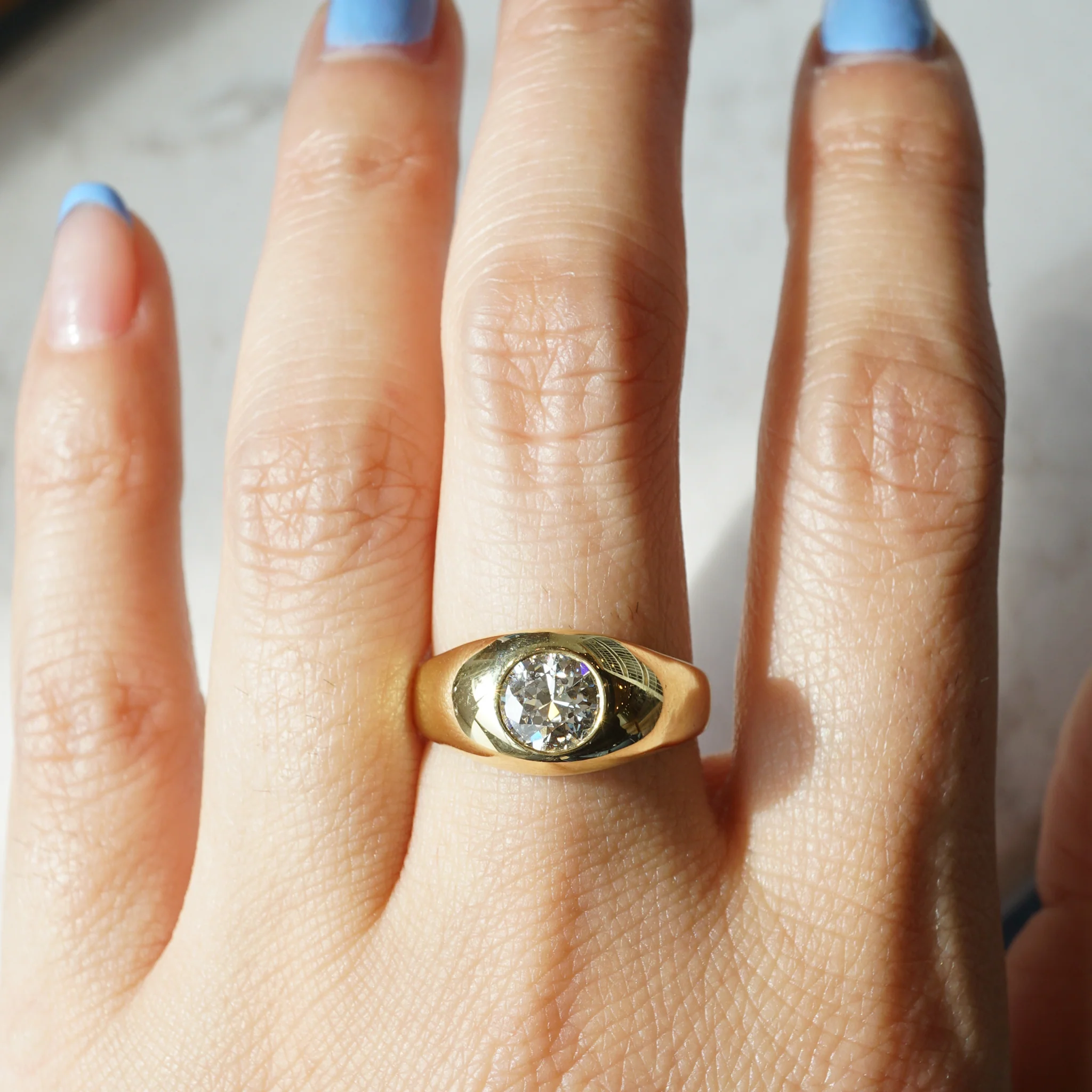 1.10 Flush Set Diamond Engagement in 18K Yellow Gold - Image 8