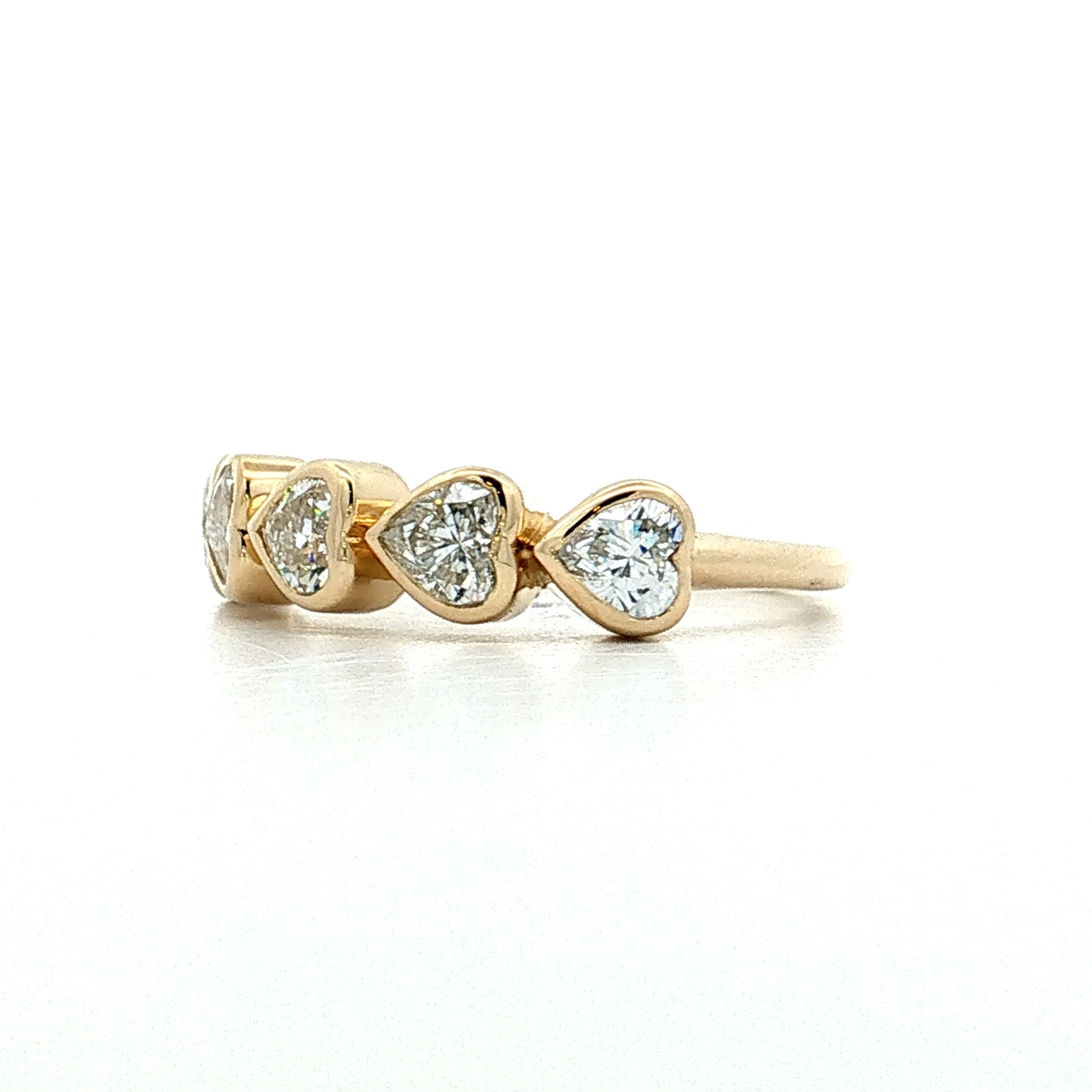 1.10 Heart Diamond Five Stone Band 14k Yellow Gold - Image 2