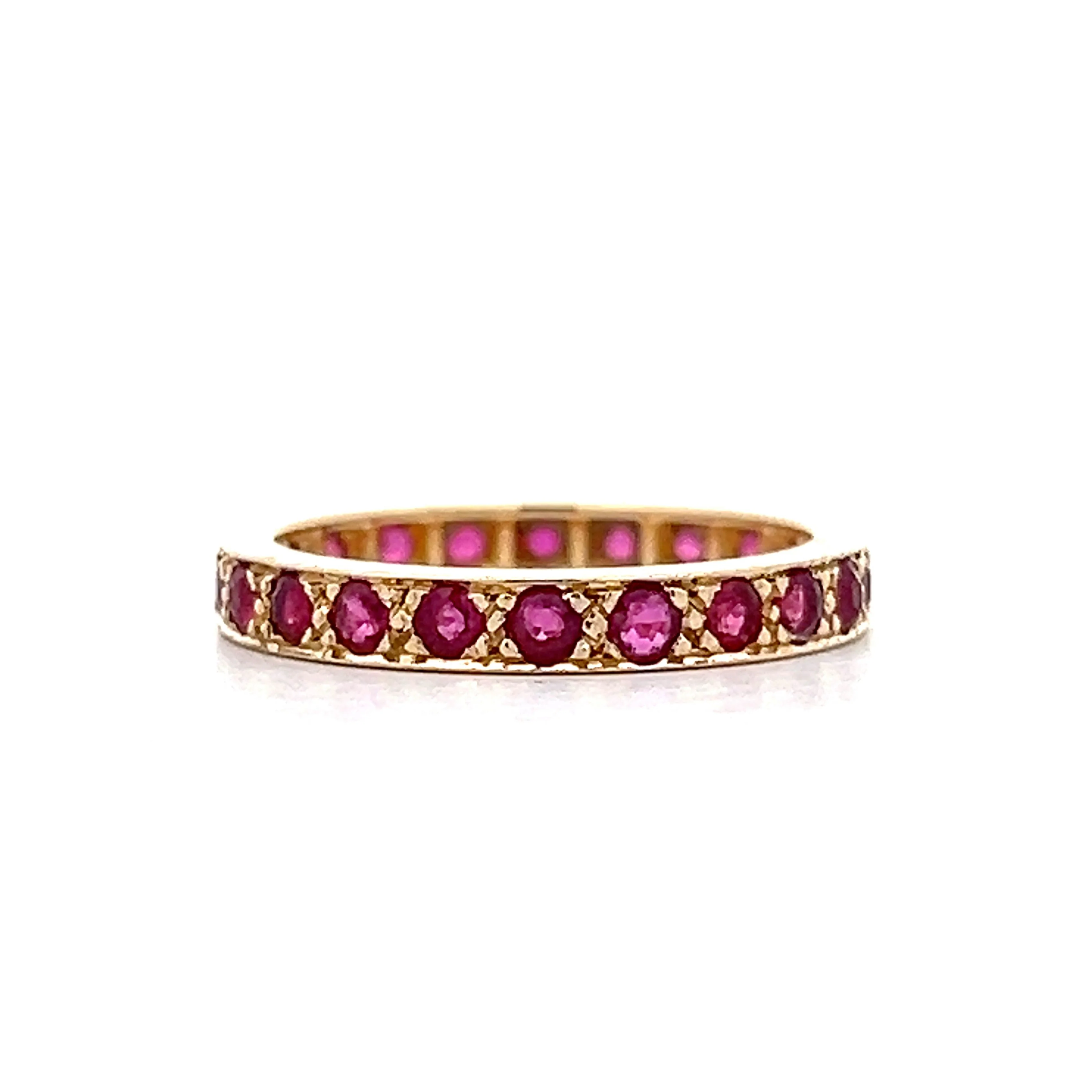 1.10 Round Ruby Eternity Band 14k Yellow Gold - Image 3