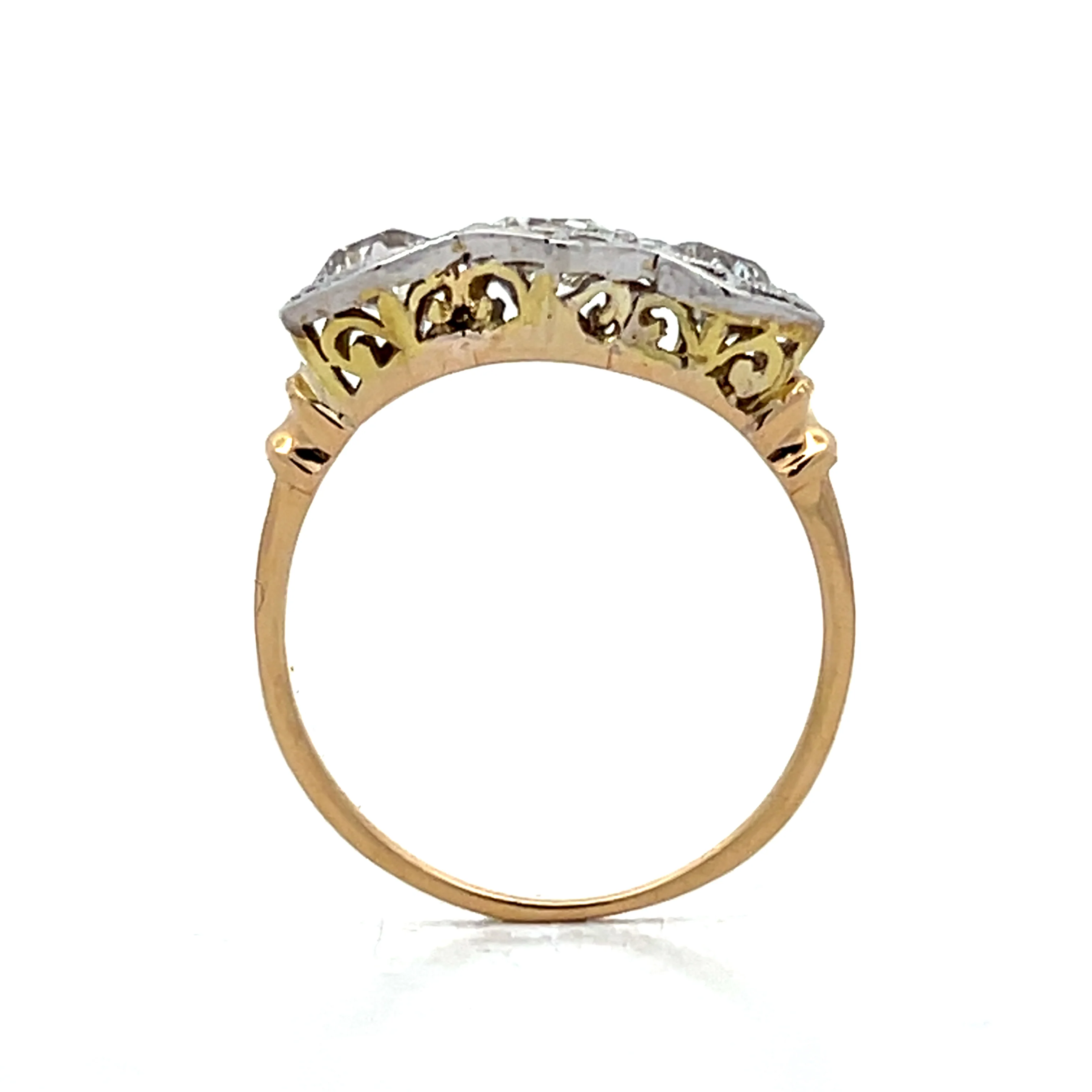 1.10 Vintage Retro 3 Stone Diamond Engagement Ring 14k - Image 4