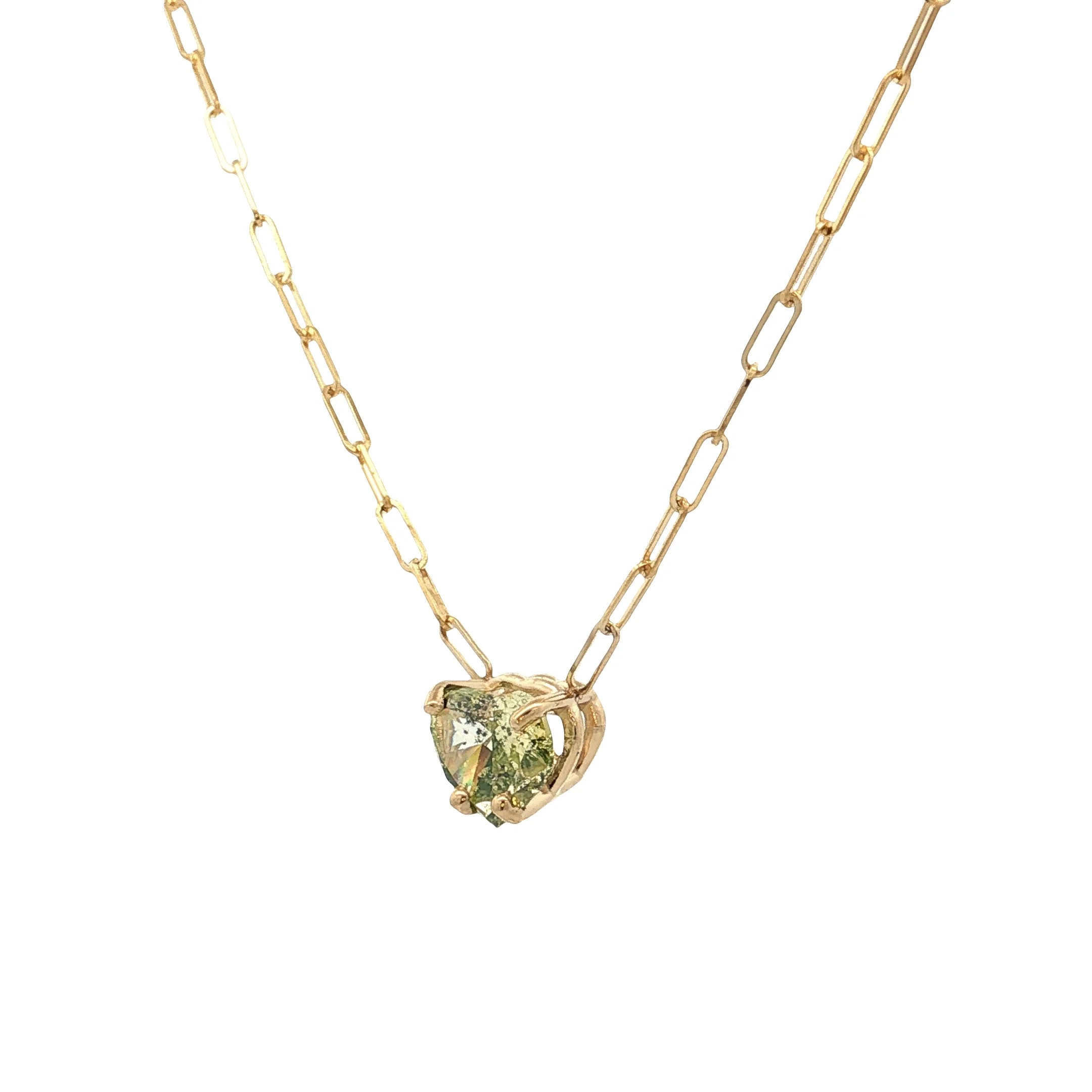 1.11 Fancy Intense Green Heart Diamond Pendant 14k - Image 2