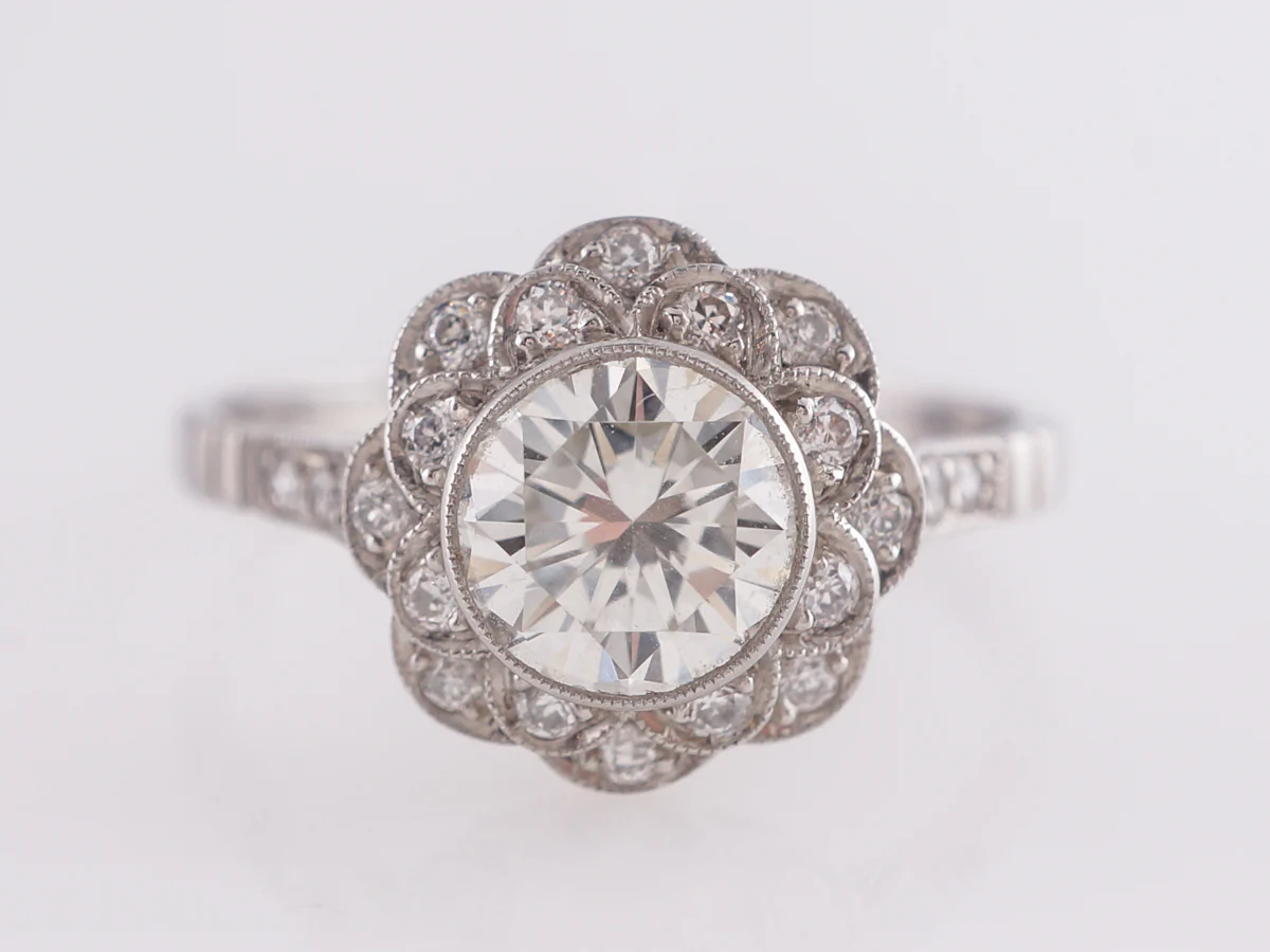 1.11 Mid-Century Diamond Engagement Ring in Platinum