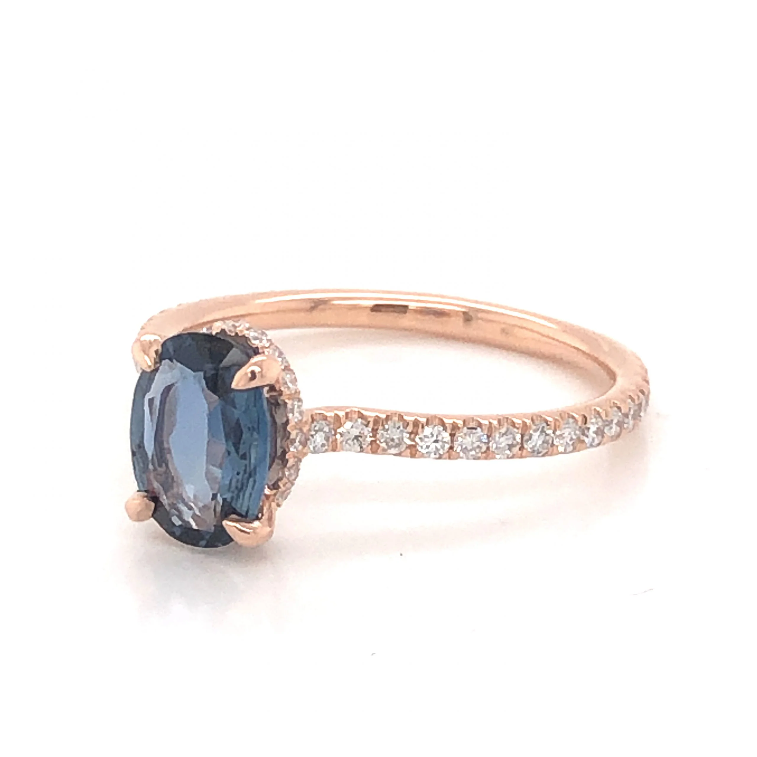 1.11 Oval Cut Sapphire Engagement Ring in 14k Rose Gold - Image 2