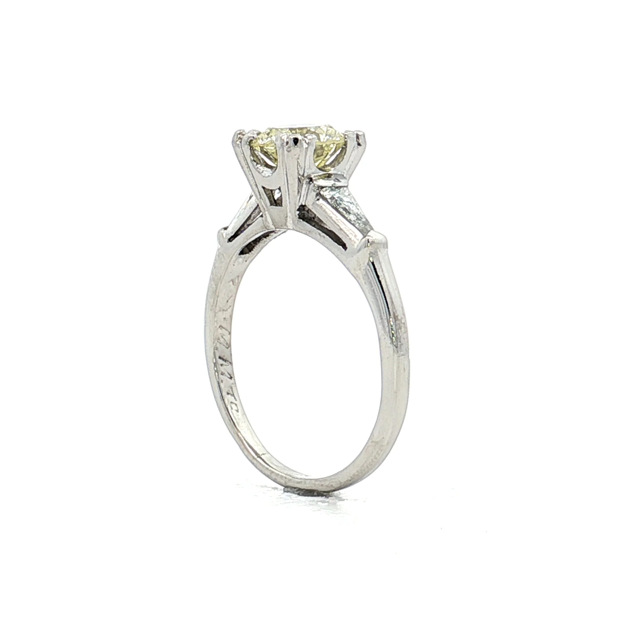 1.11 Vintage Round Diamond Engagement Ring in Platinum - Image 5