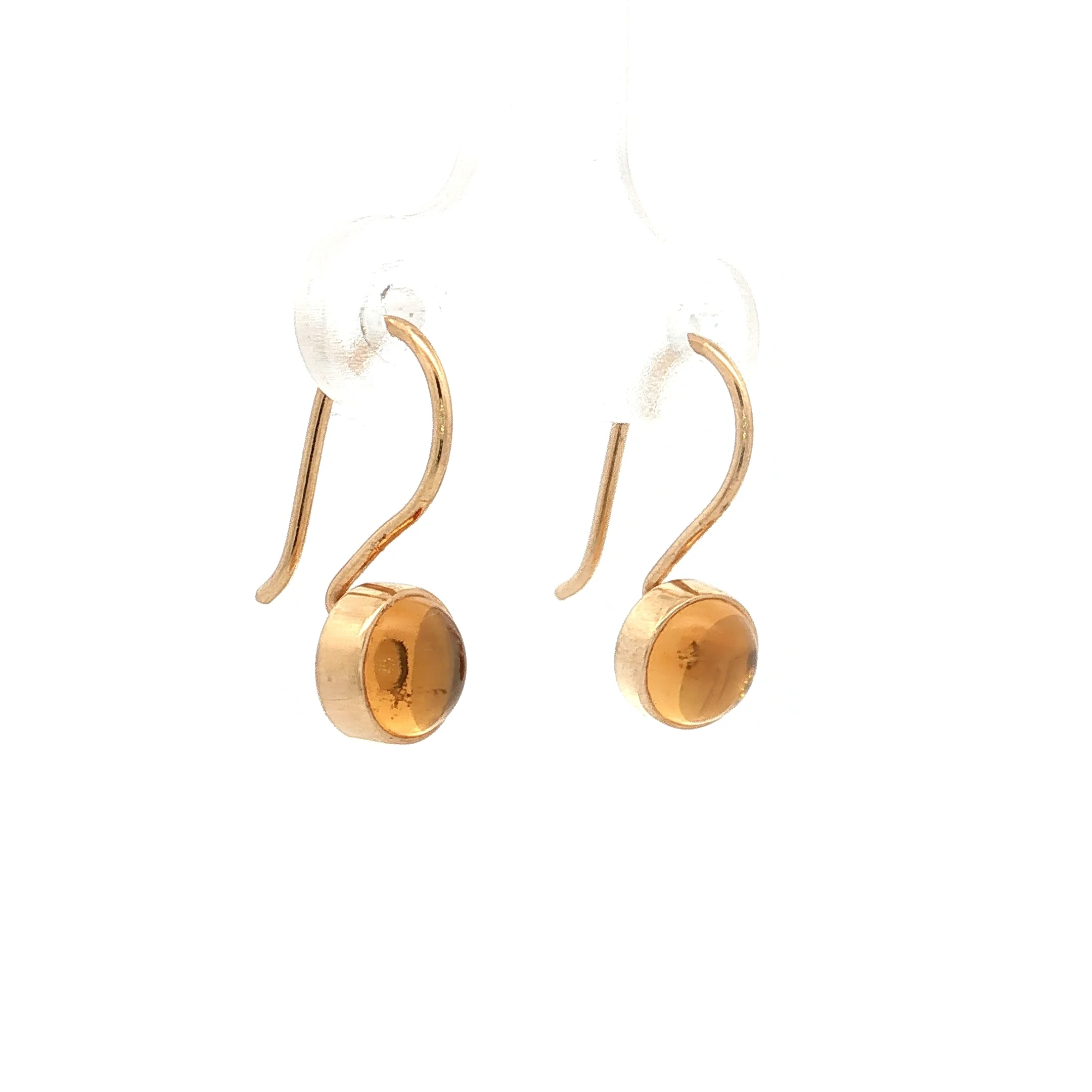 1.12 Cabochon Citrine Drop Earrings 14k Yellow Gold - Image 3