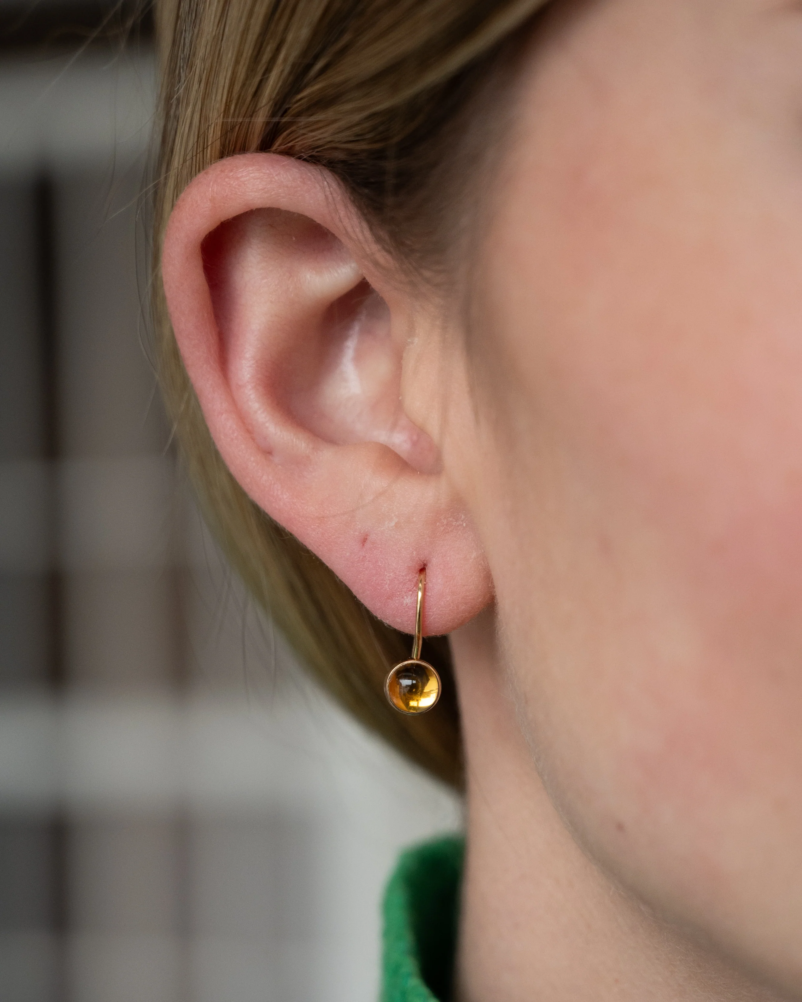 1.12 Cabochon Citrine Drop Earrings 14k Yellow Gold - Image 4