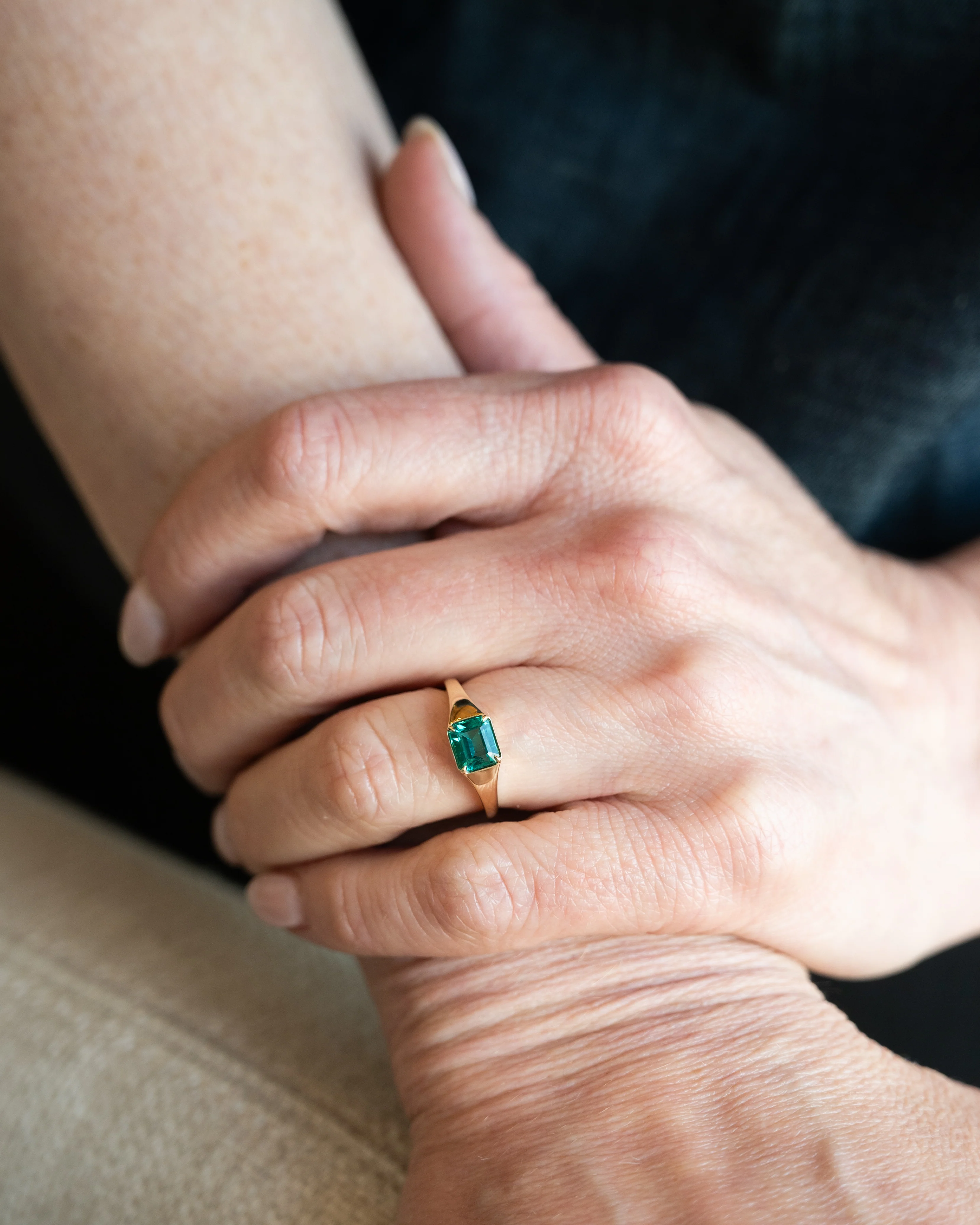 1.12 Emerald Cut Emerald Engagement Ring 14k - Image 6