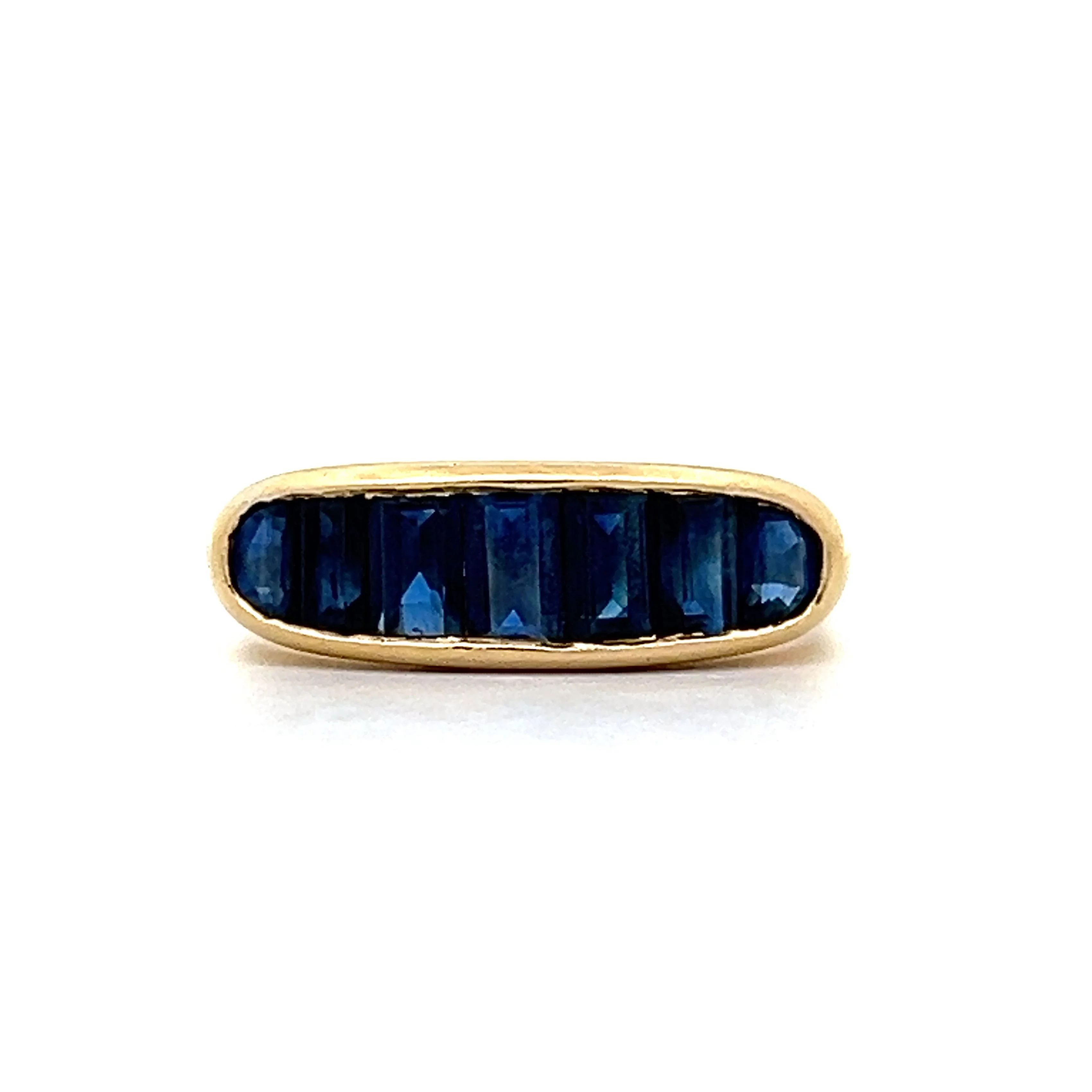 1.12 Emerald Cut Sapphire Stacking Ring in 18k