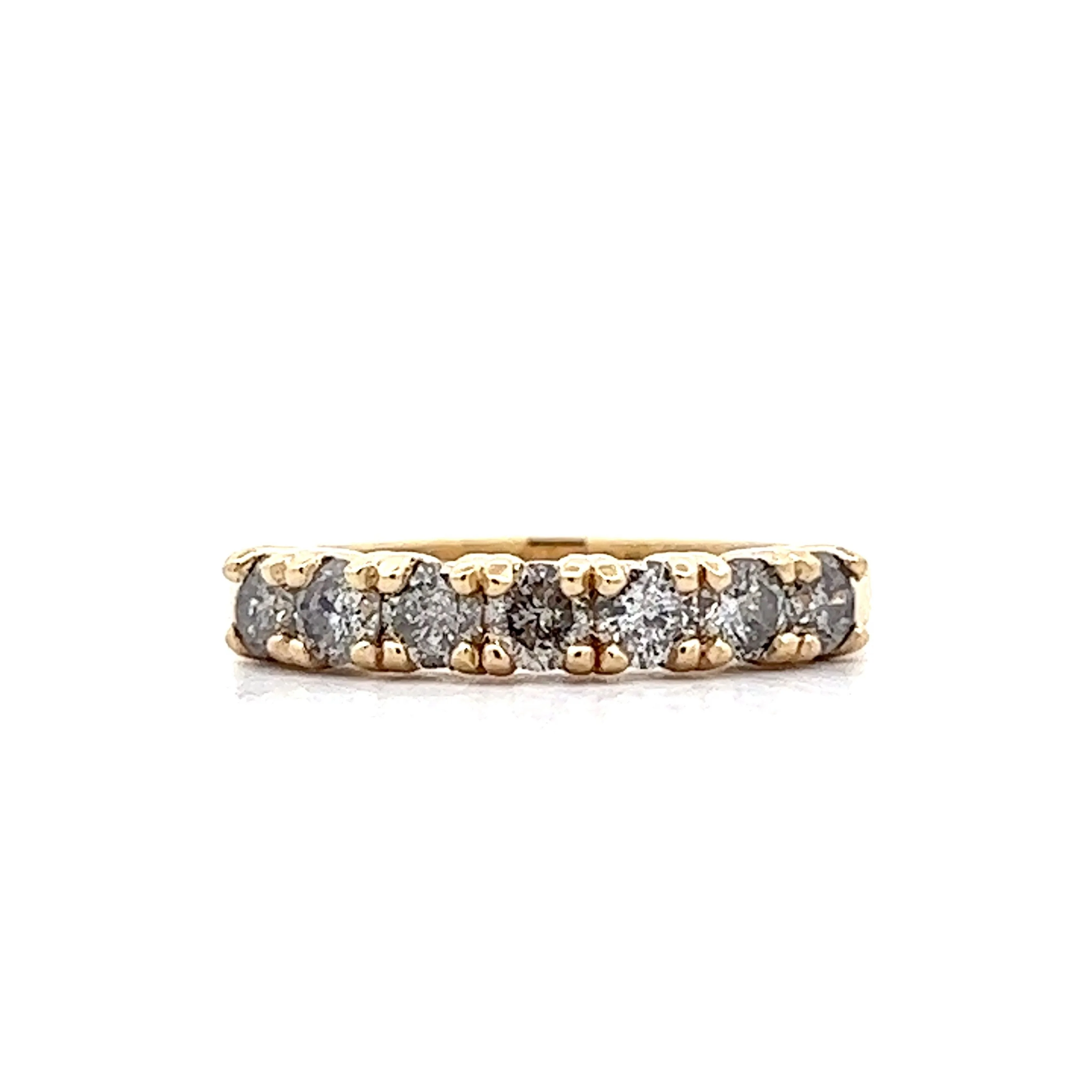 1.12 Grey Diamond Wedding Band in Yellow Gold