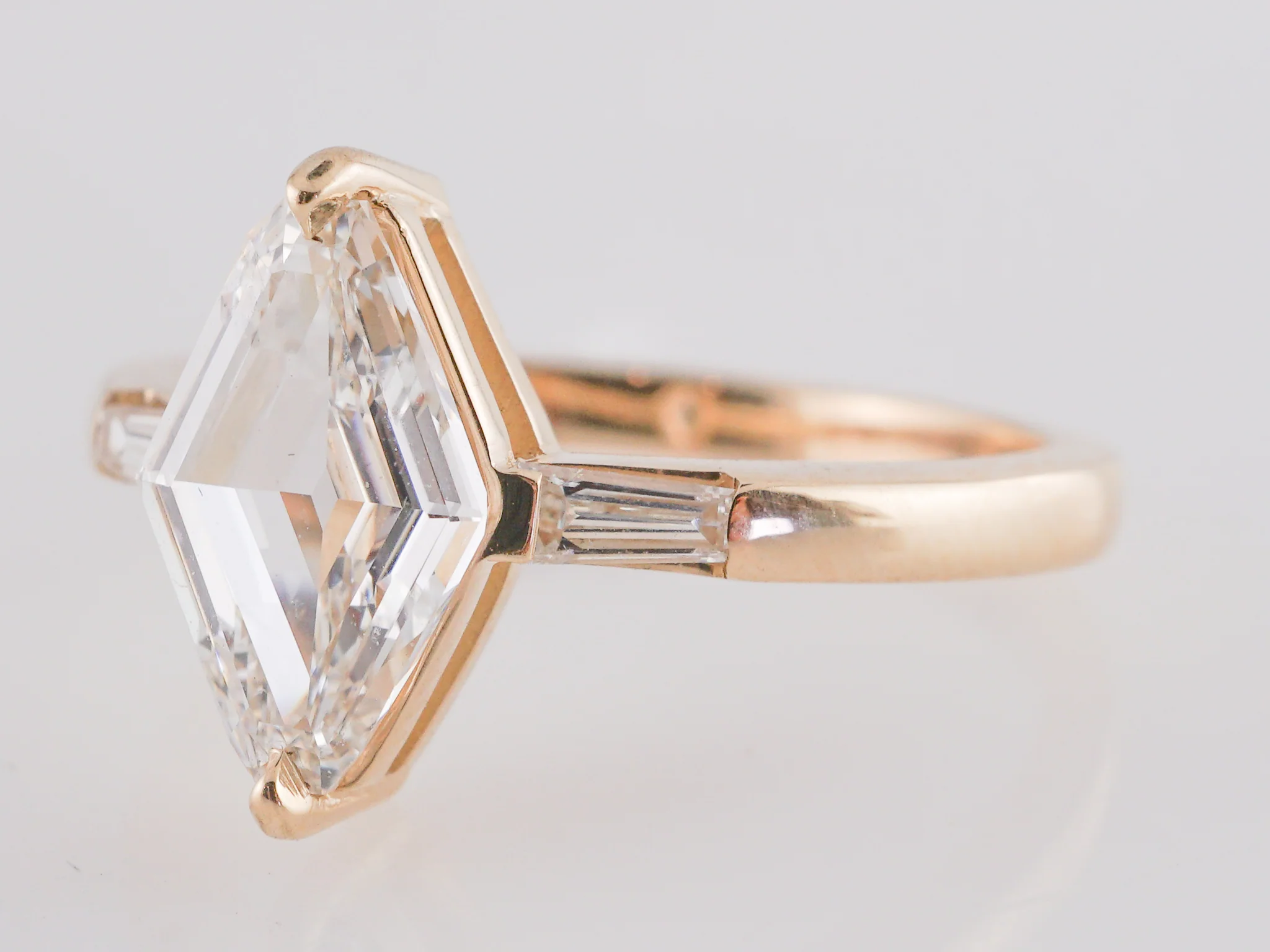 1.12 Lozenge Cut Diamond Engagement Ring in 14k Yellow Gold - Image 2