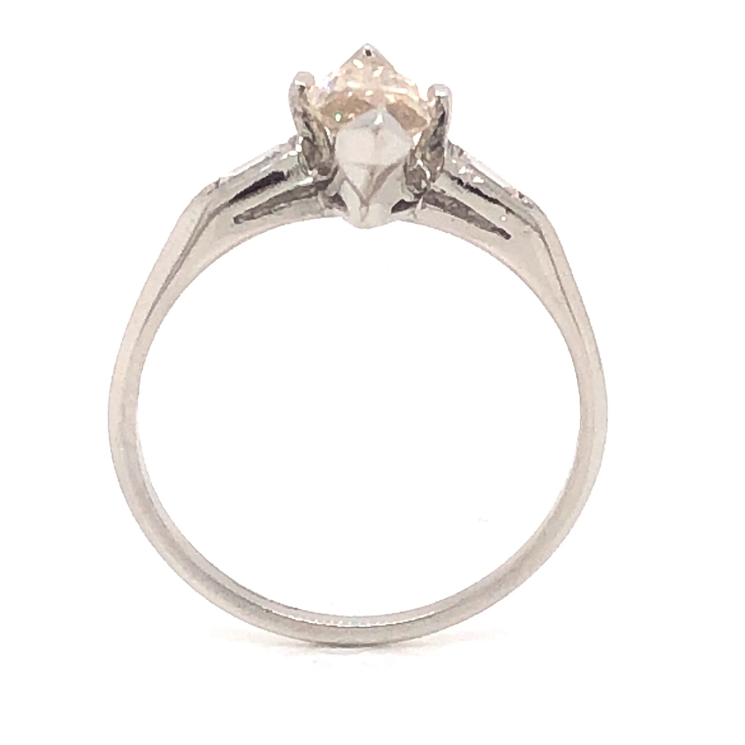 1.12 Mid-Century Marquise Diamond Engagement Ring in Platinum - Image 4