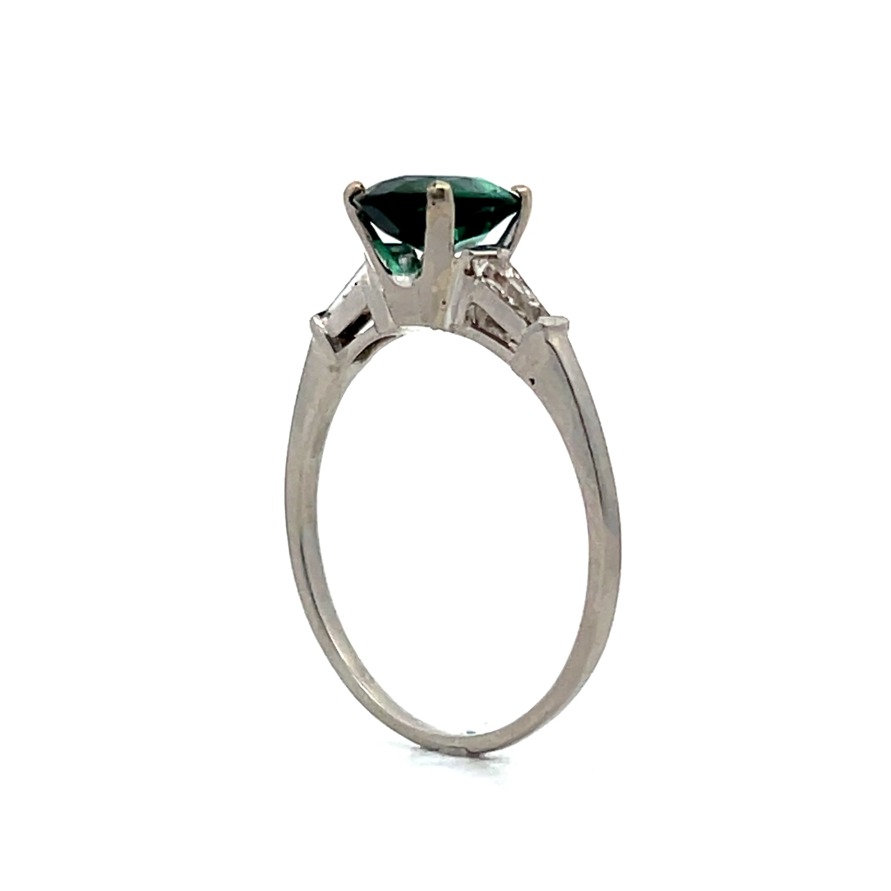 1.12 Oval Green Tourmaline Engagement Ring in Platinum - Image 10