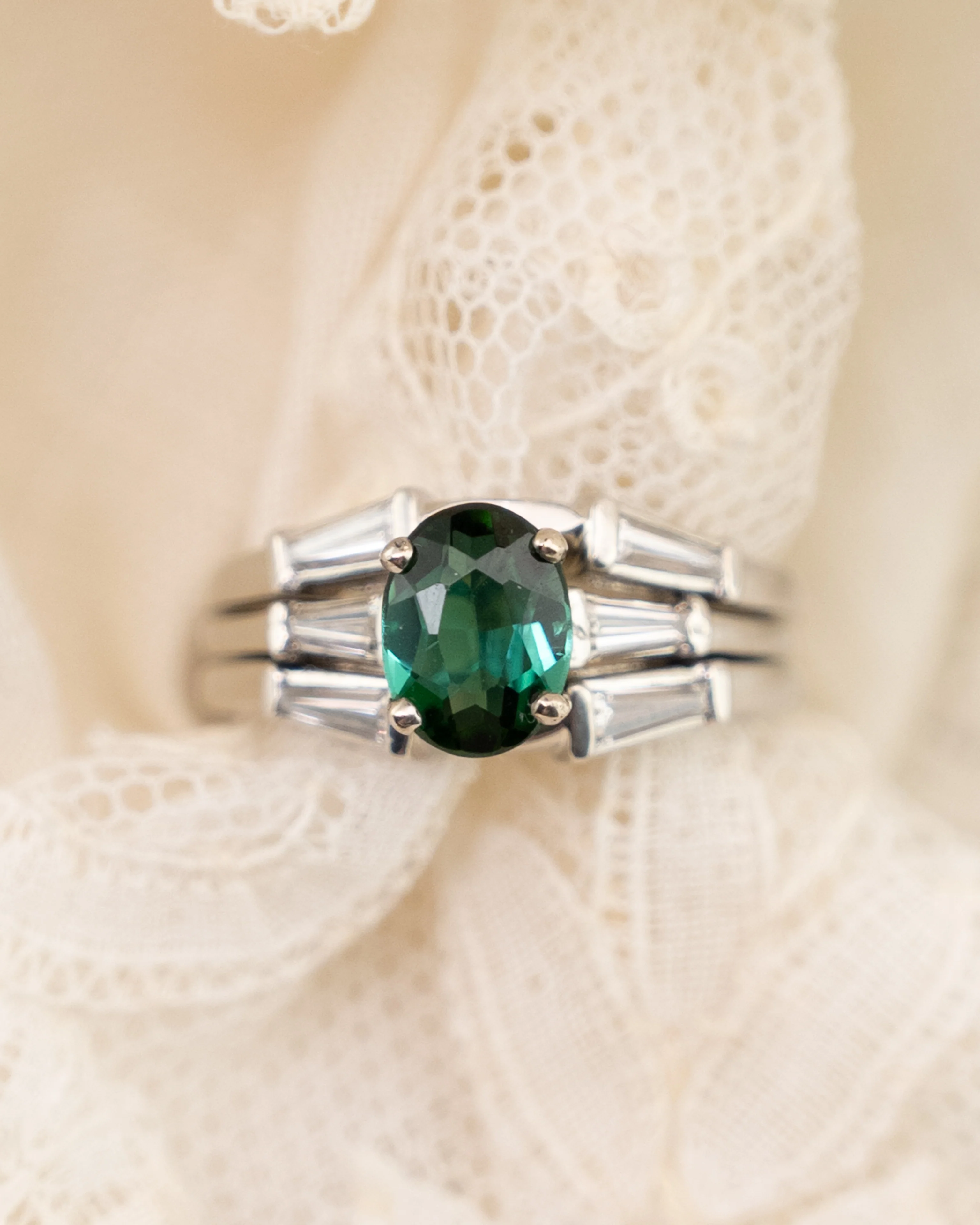 1.12 Oval Green Tourmaline Engagement Ring in Platinum - Image 16