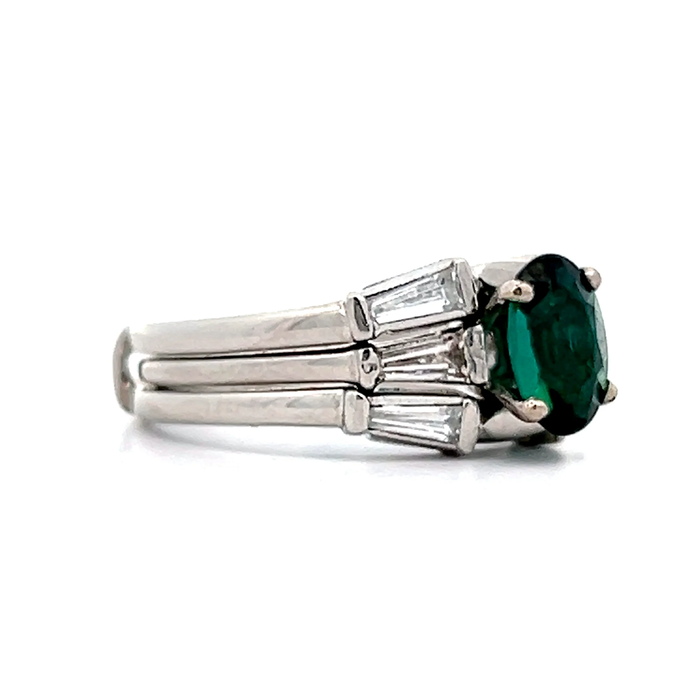 1.12 Oval Green Tourmaline Engagement Ring in Platinum - Image 3