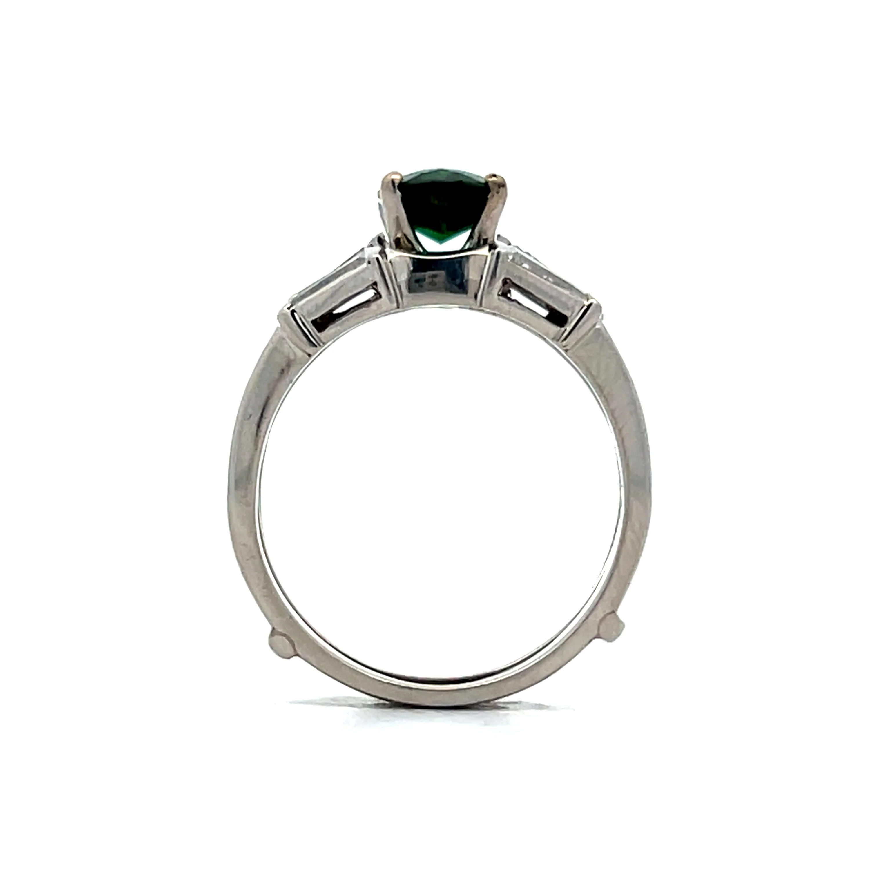 1.12 Oval Green Tourmaline Engagement Ring in Platinum - Image 4