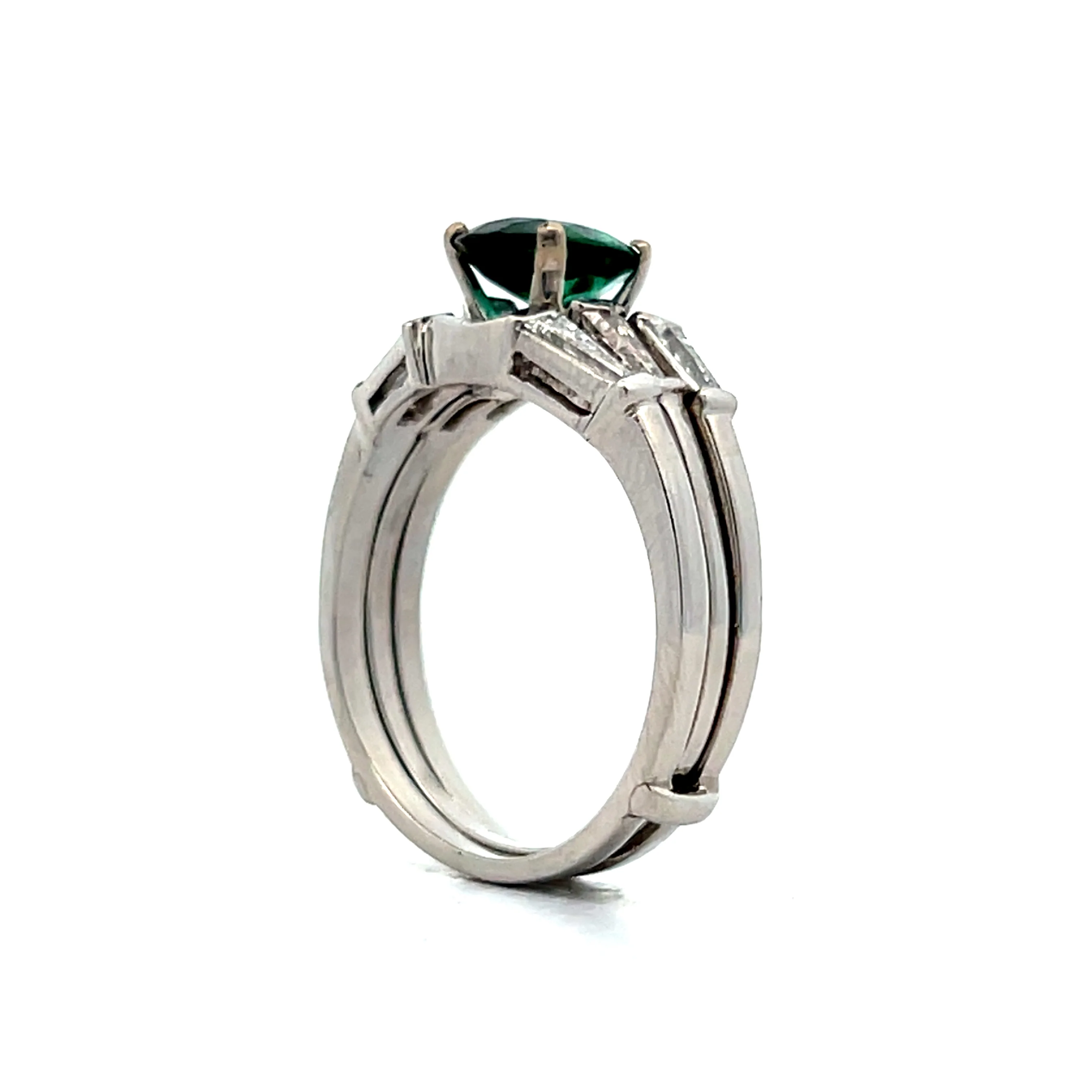1.12 Oval Green Tourmaline Engagement Ring in Platinum - Image 5