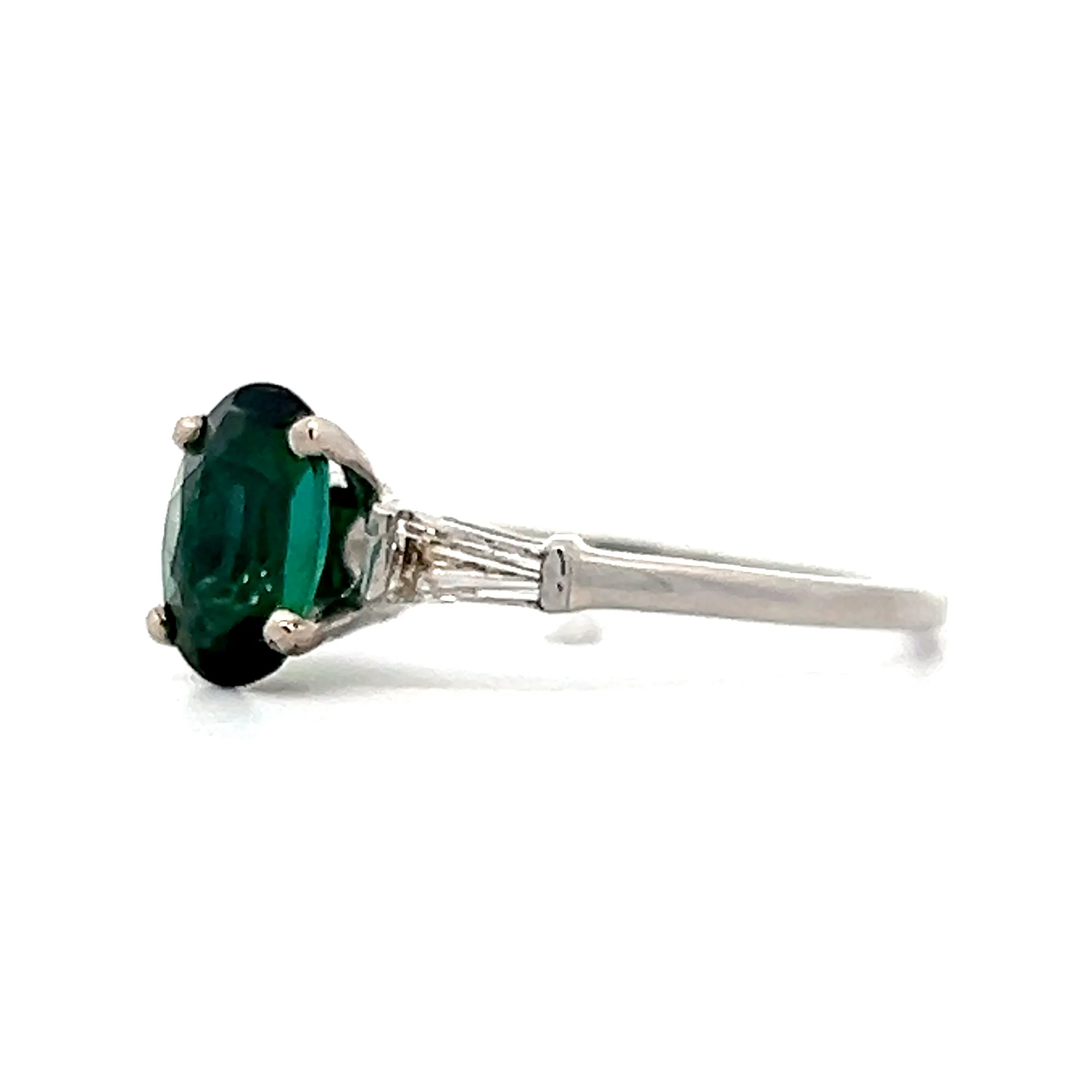 1.12 Oval Green Tourmaline Engagement Ring in Platinum - Image 7