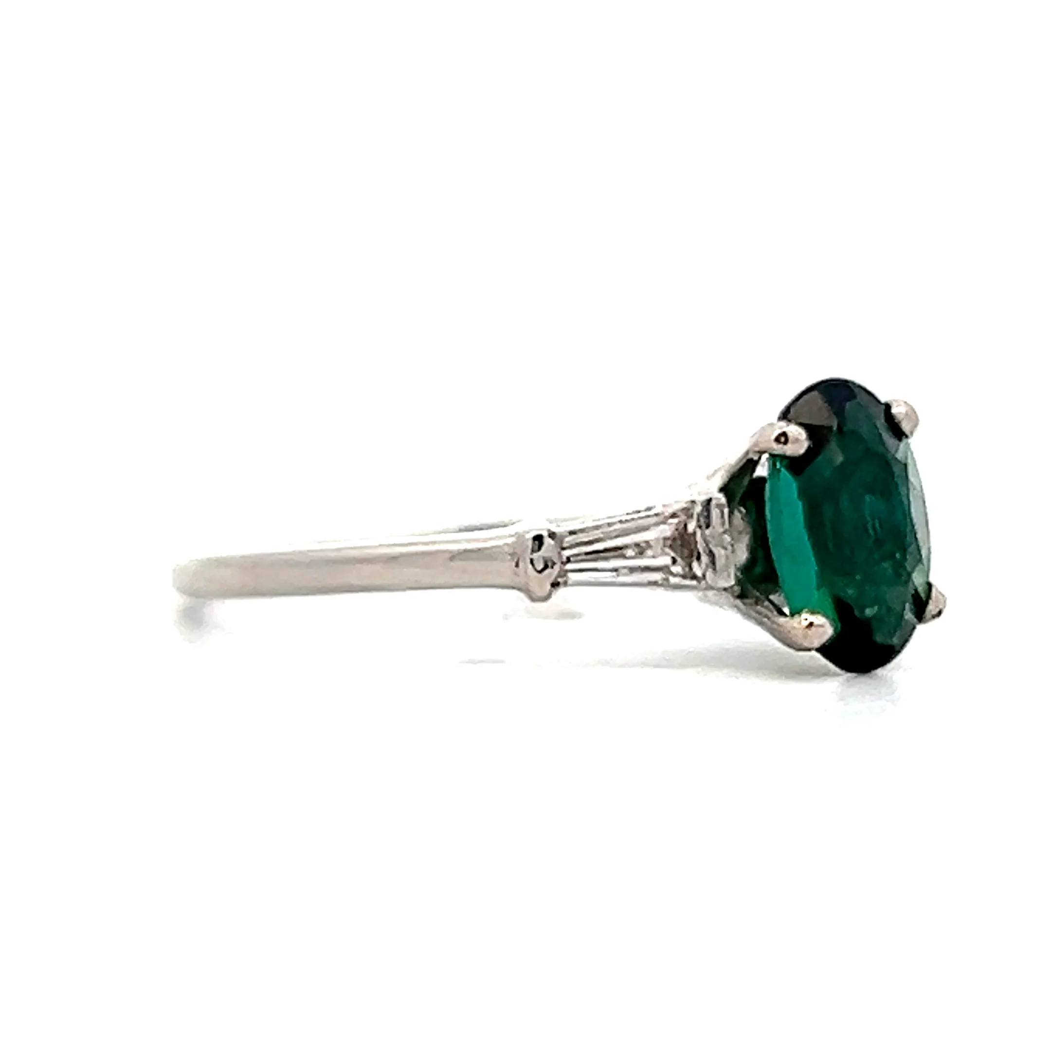 1.12 Oval Green Tourmaline Engagement Ring in Platinum - Image 8