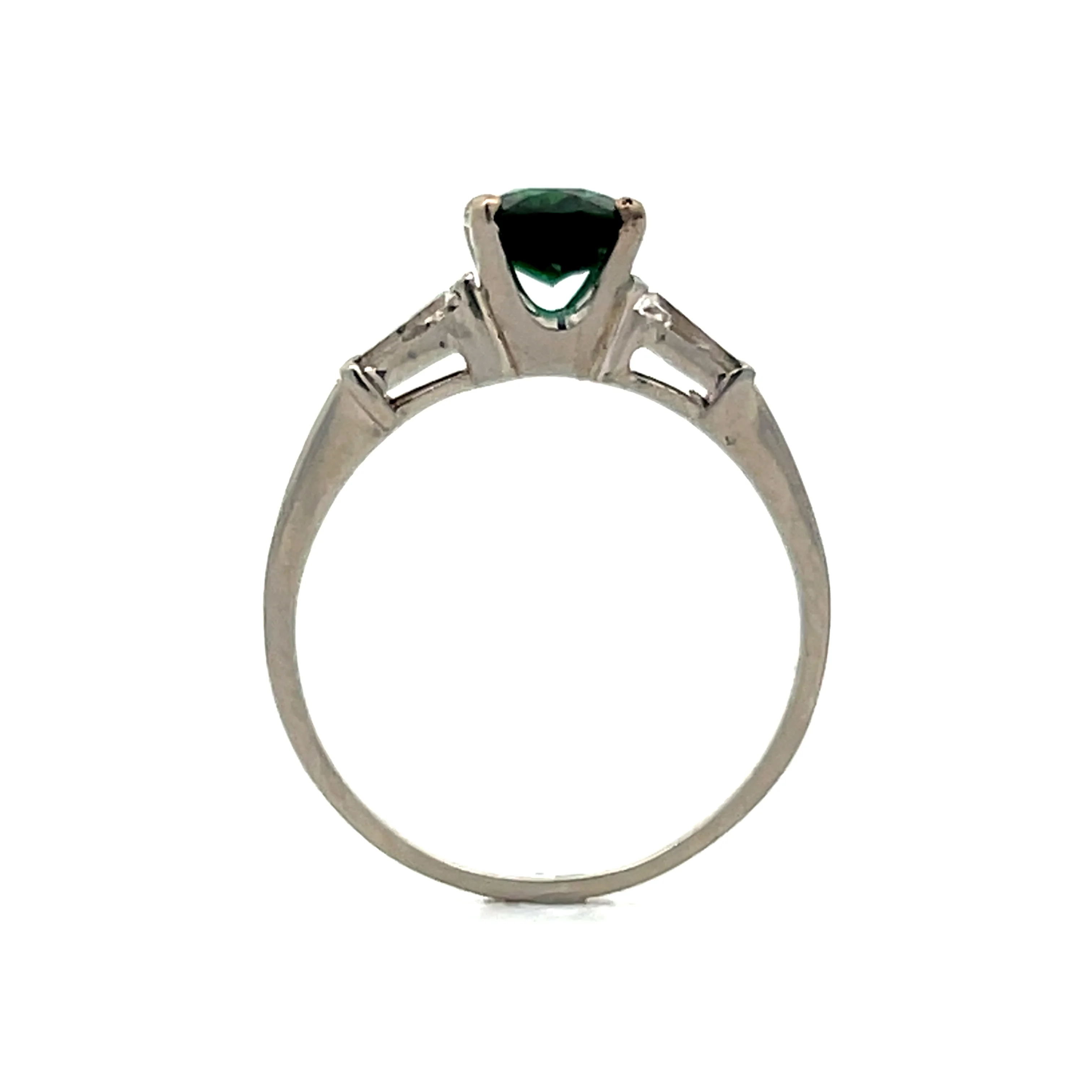 1.12 Oval Green Tourmaline Engagement Ring in Platinum - Image 9