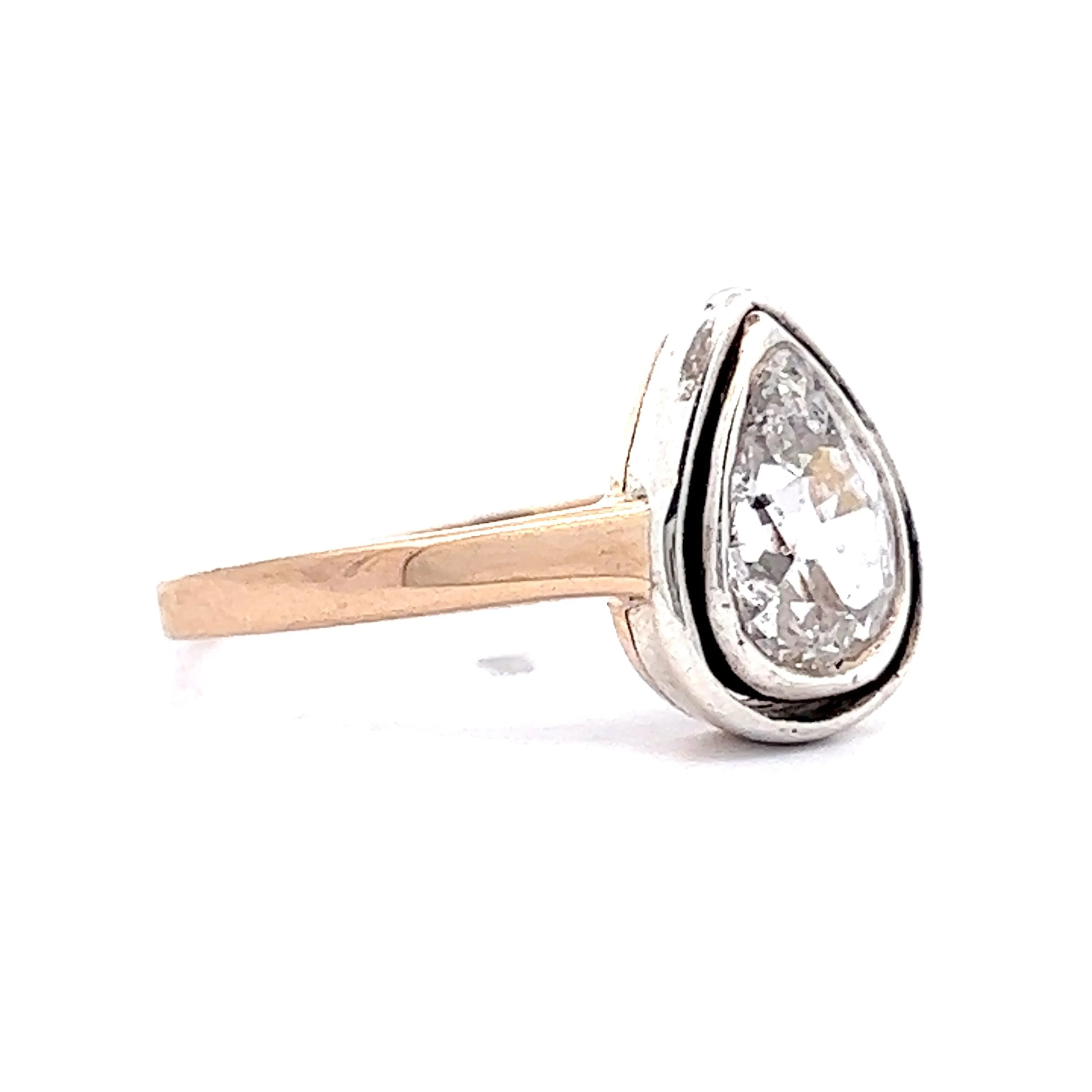 Victorian Pear Cut Diamond Engagement Ring in 14k Rose Gold & Sterling Silver - Image 3