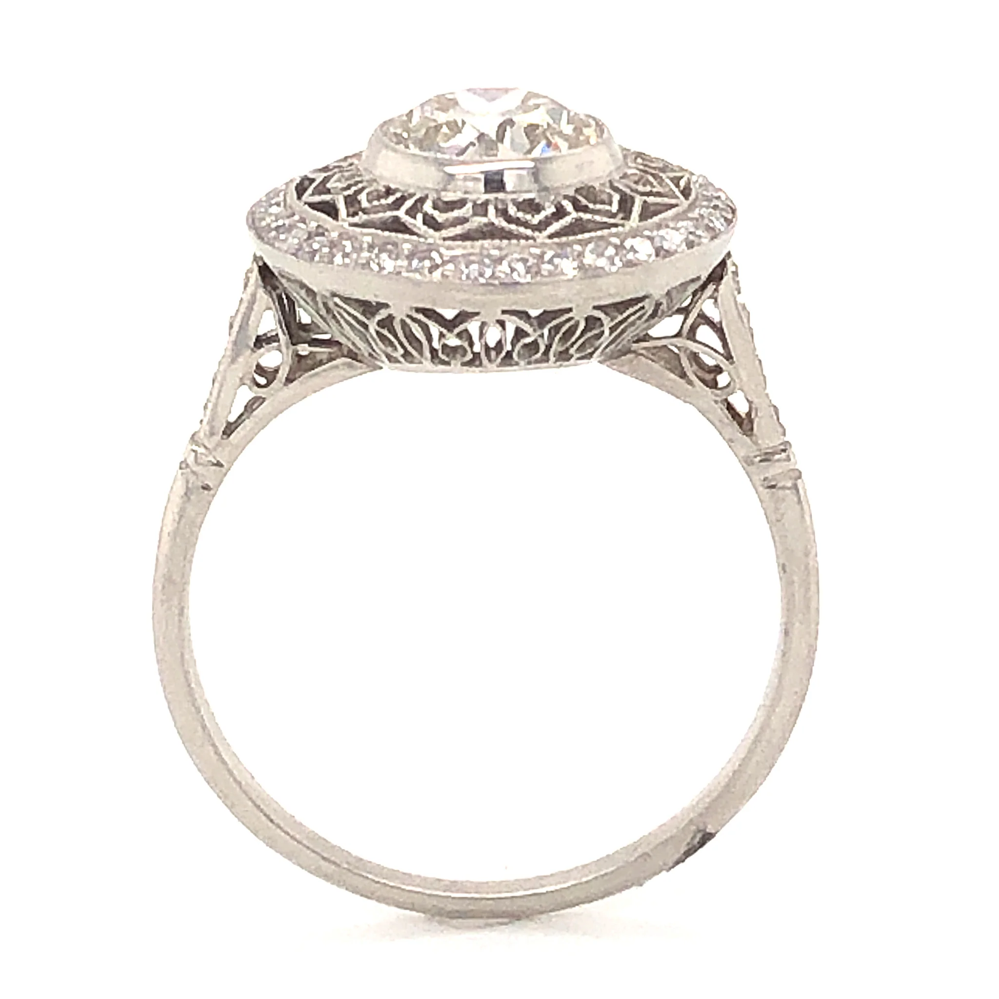 1.12 Vintage Inspired Diamond Engagement Ring in Platinum - Image 4