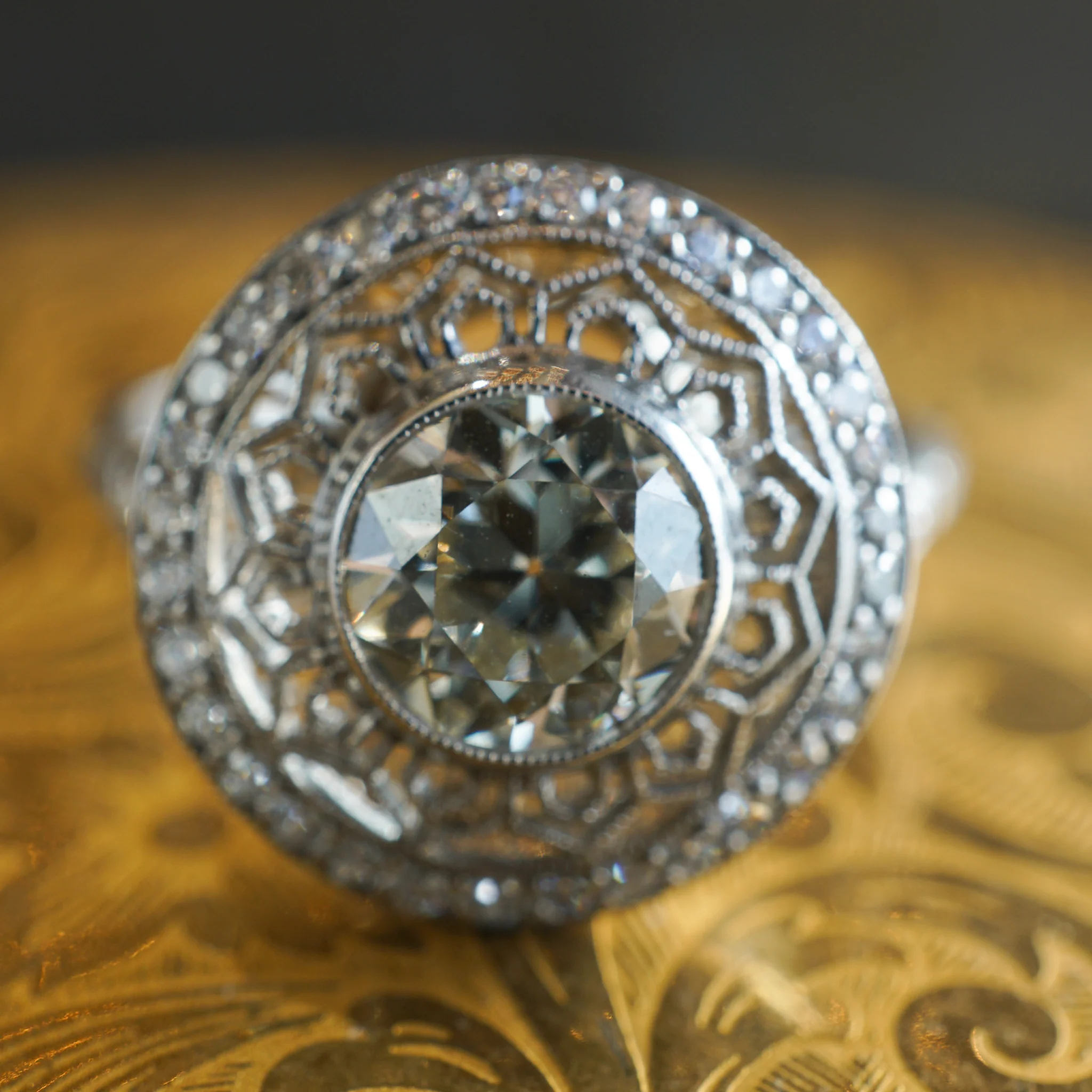 1.12 Vintage Inspired Diamond Engagement Ring in Platinum - Image 5