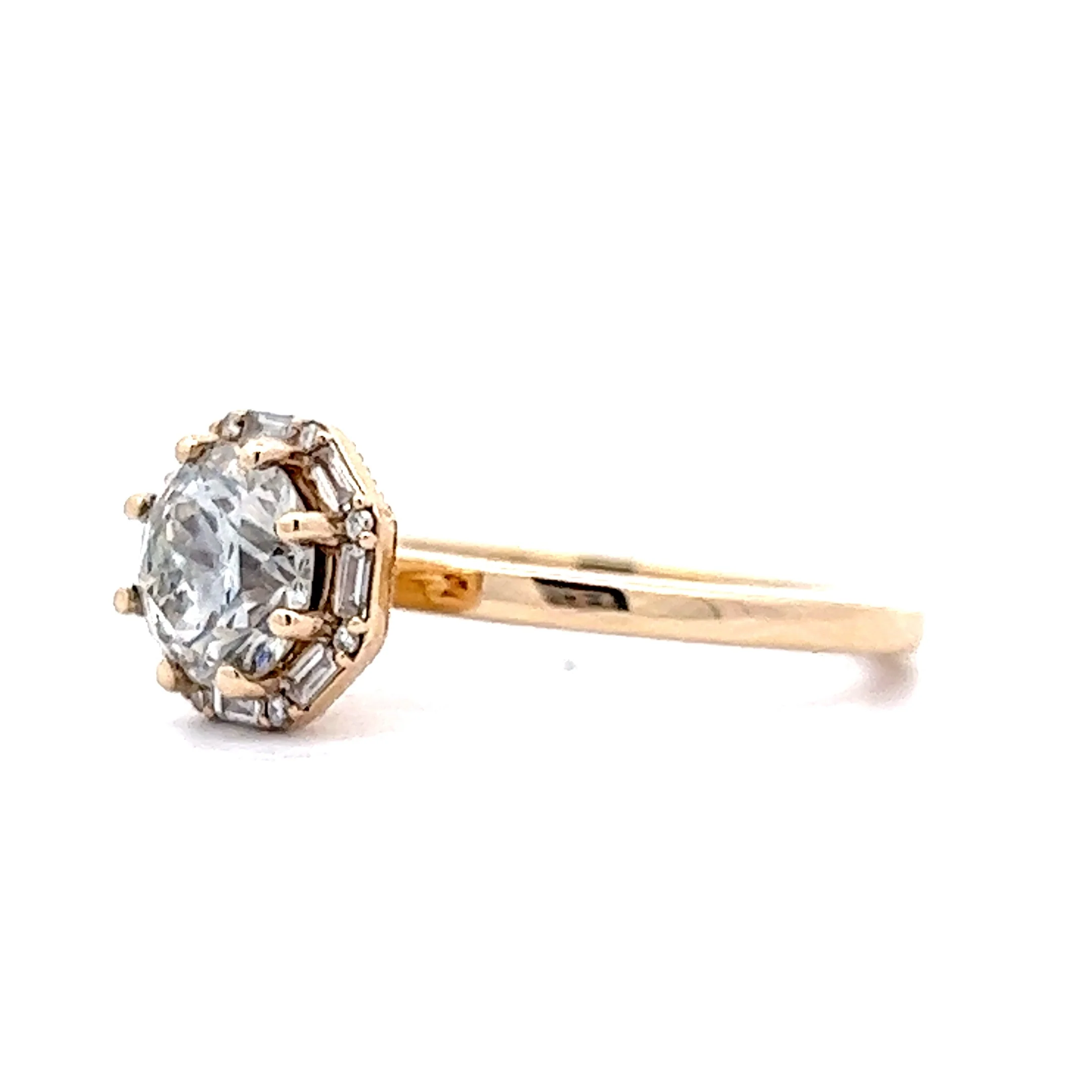 1.12 Diamond Halo Engagement Ring in 14k Yellow Gold - Image 2