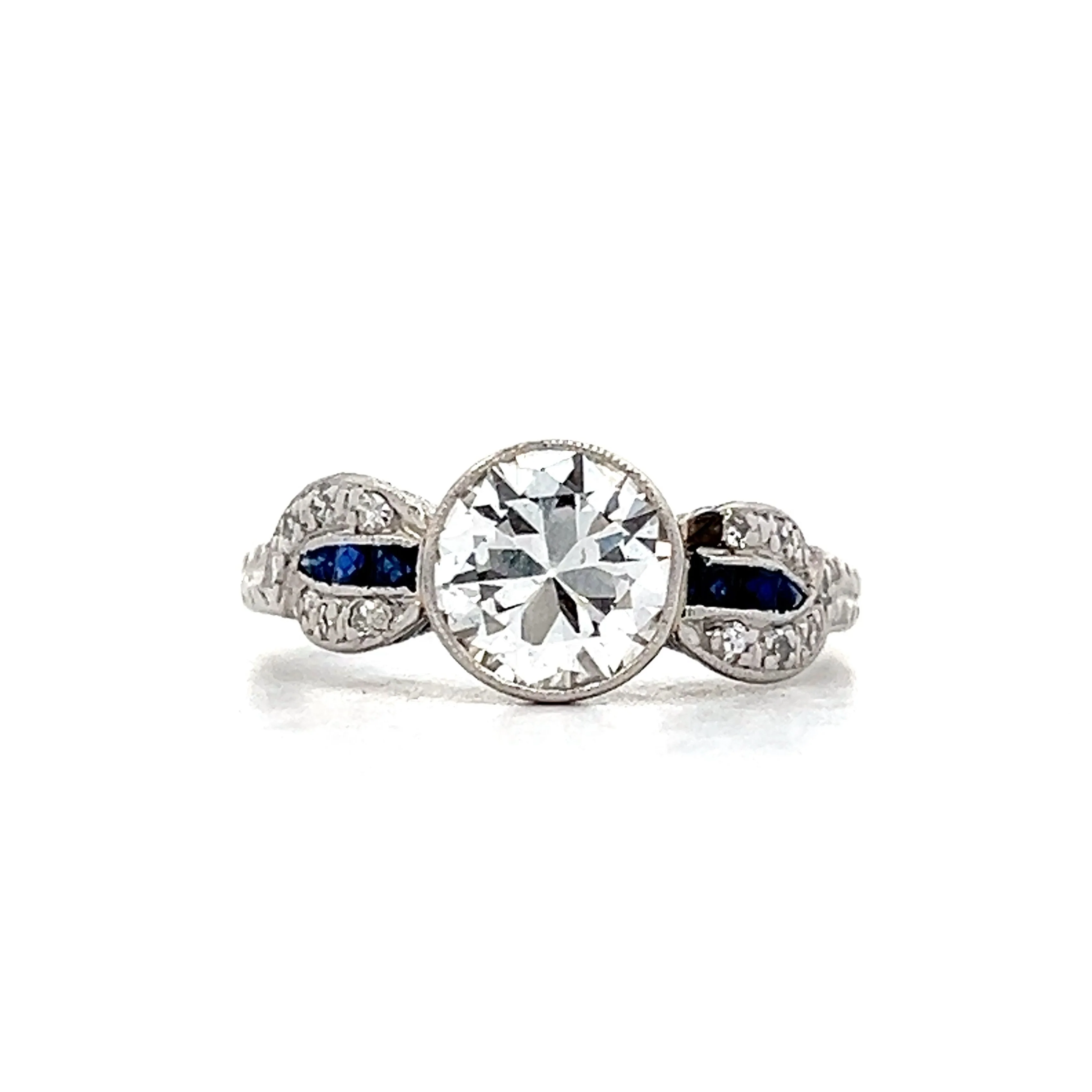 1.13 Deco Old Euro Engagement Ring in Platinum