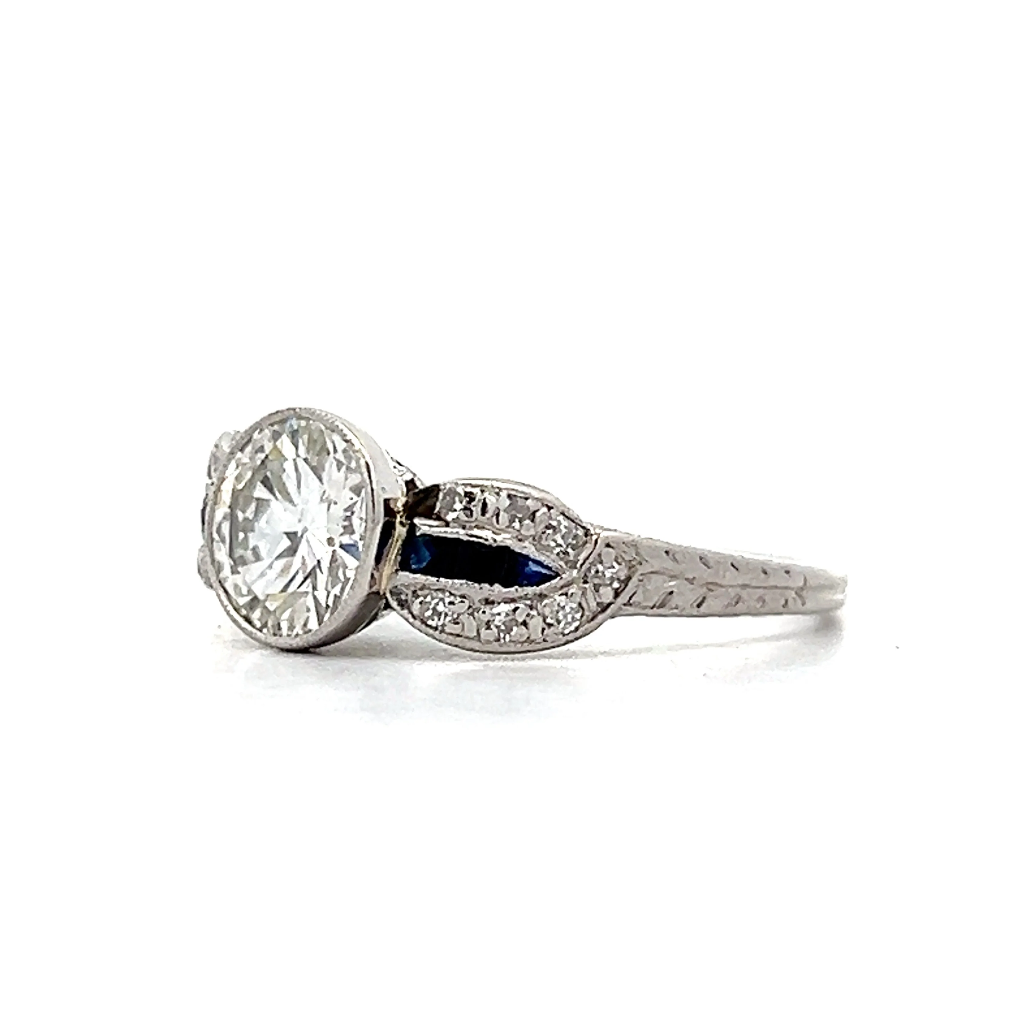 1.13 Deco Old Euro Engagement Ring in Platinum - Image 2