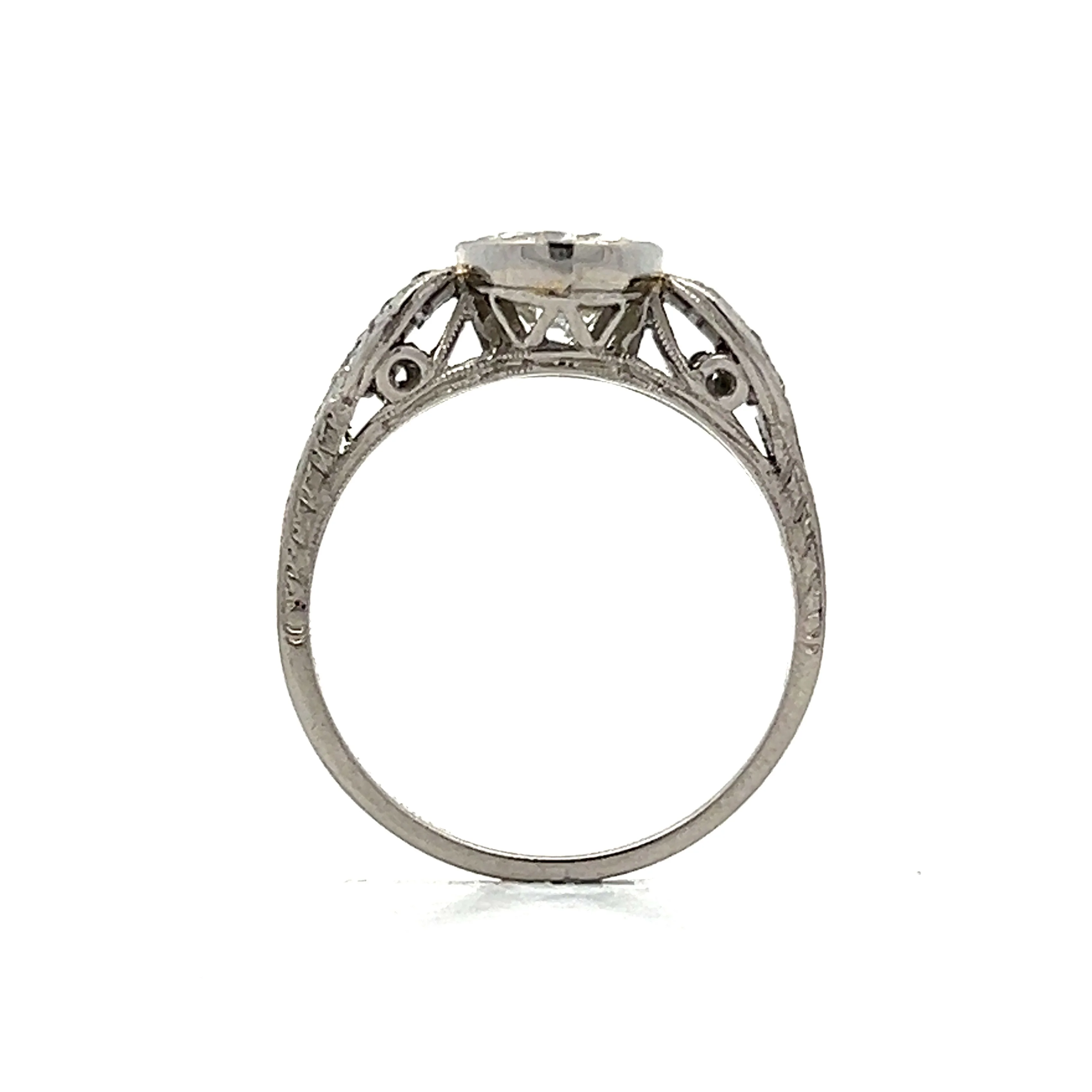 1.13 Deco Old Euro Engagement Ring in Platinum - Image 4