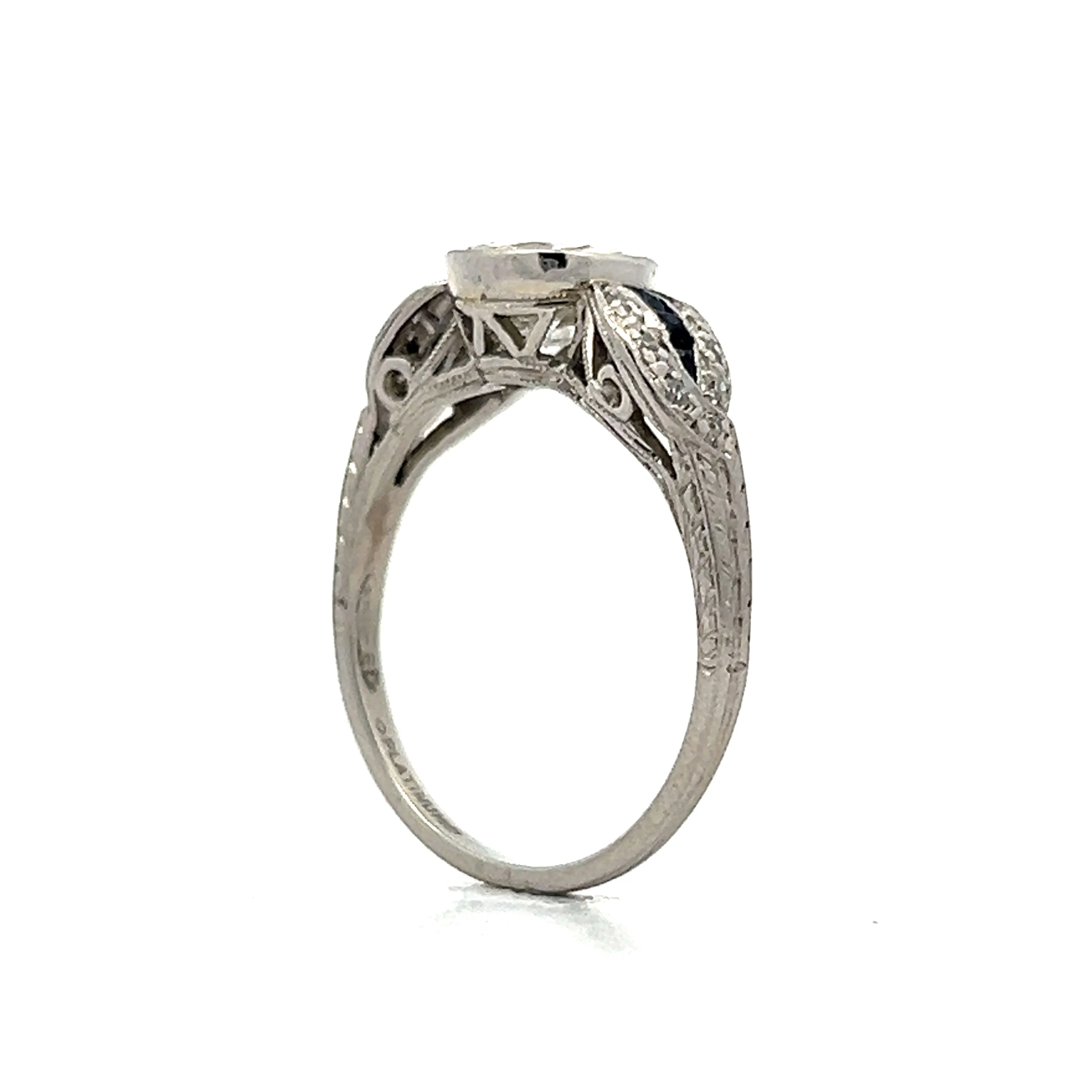 1.13 Deco Old Euro Engagement Ring in Platinum - Image 5