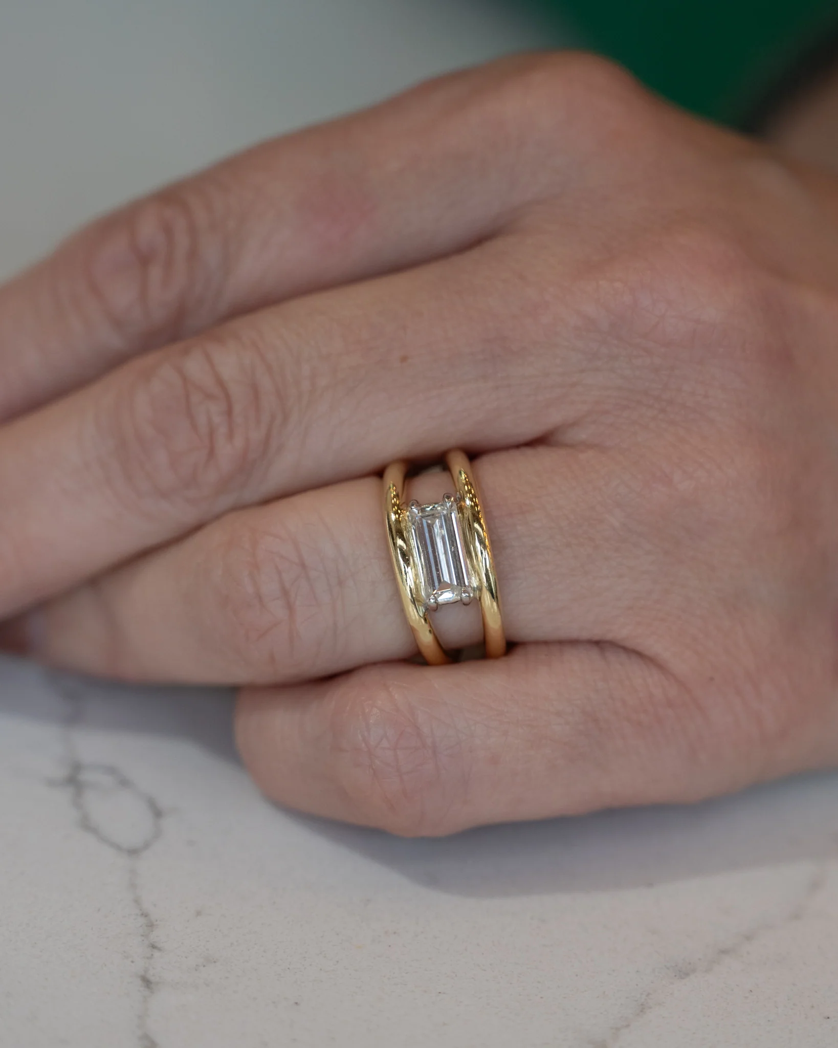 1.13 Emerald Cut Diamond Engagement Ring 14k - Image 8
