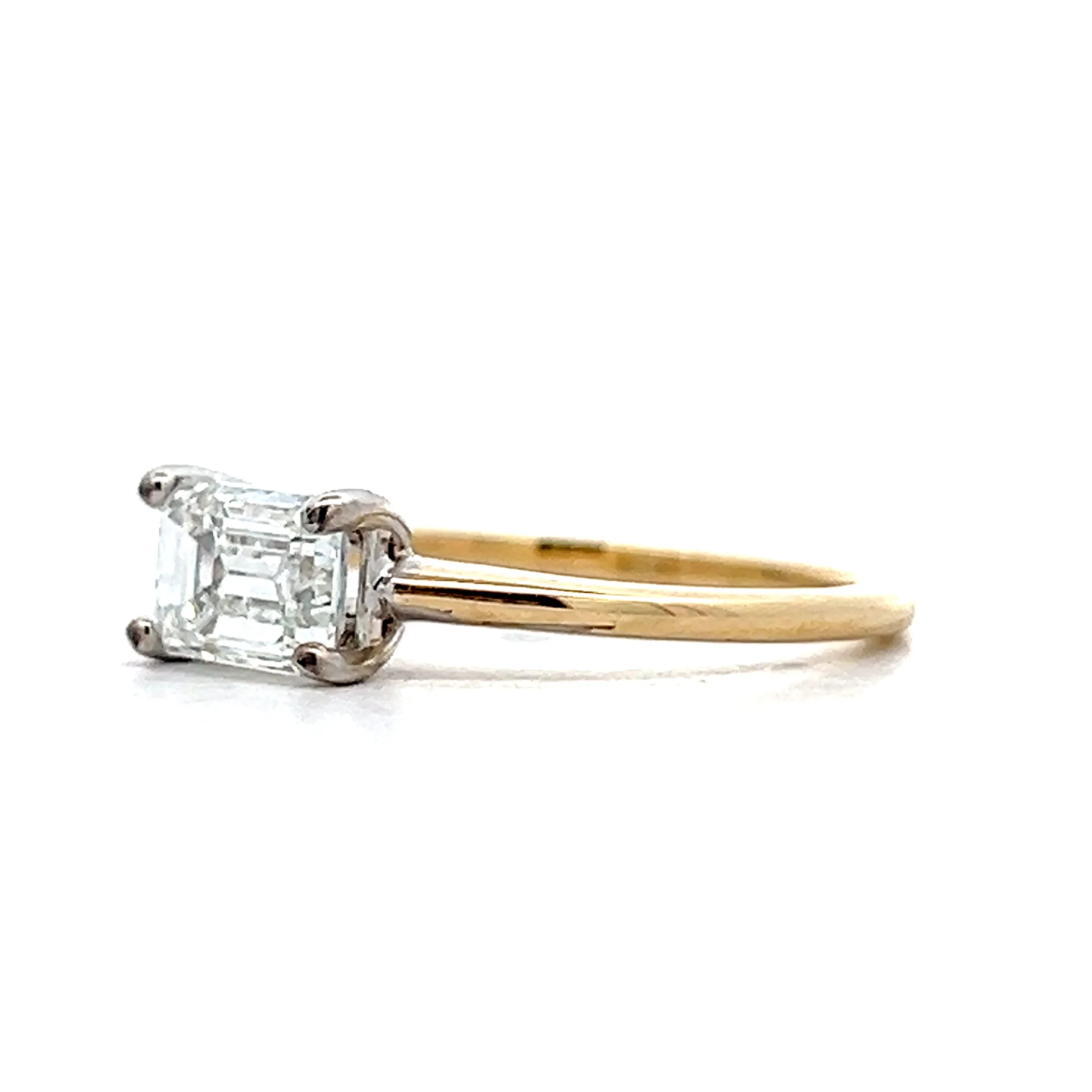 1.13 Solitaire Emerald Cut Diamond Engagement Ring in 14k - Image 2
