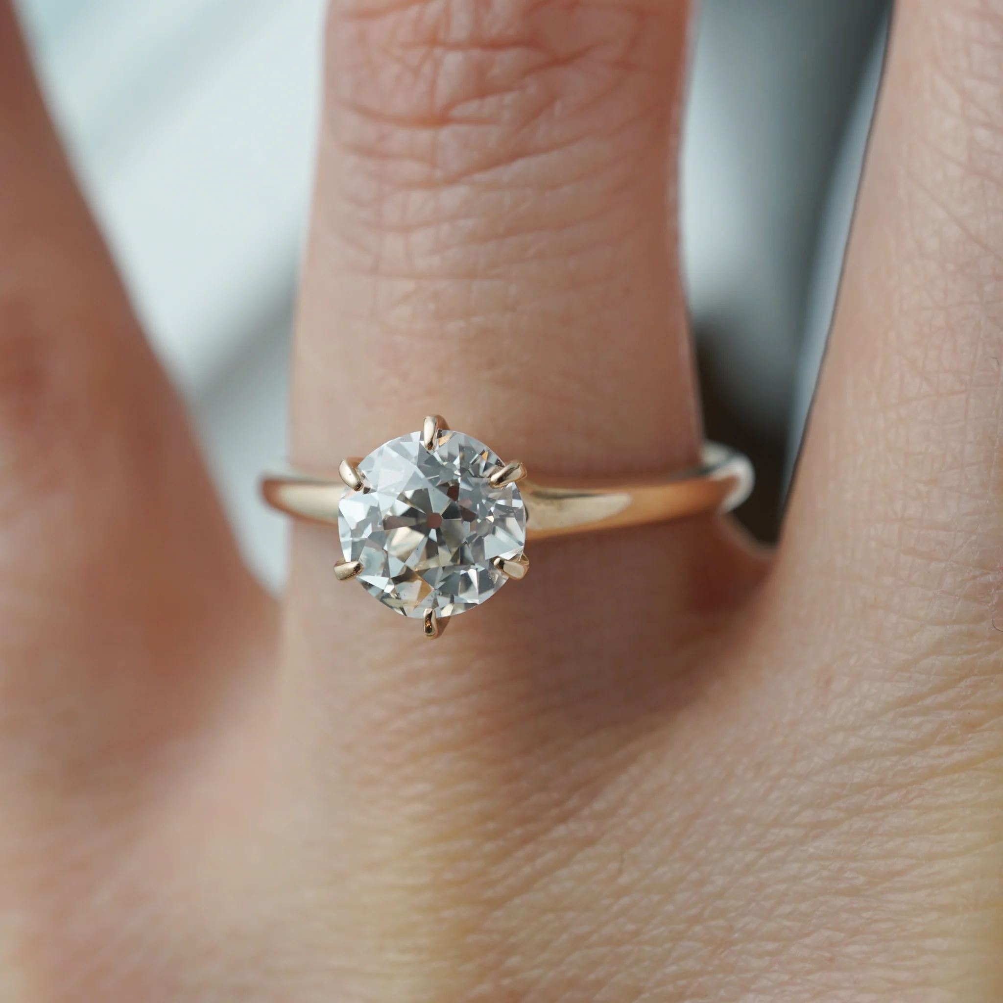 1.13 Victorian Solitaire Diamond Engagement Ring in 10k Yellow Gold - Image 6