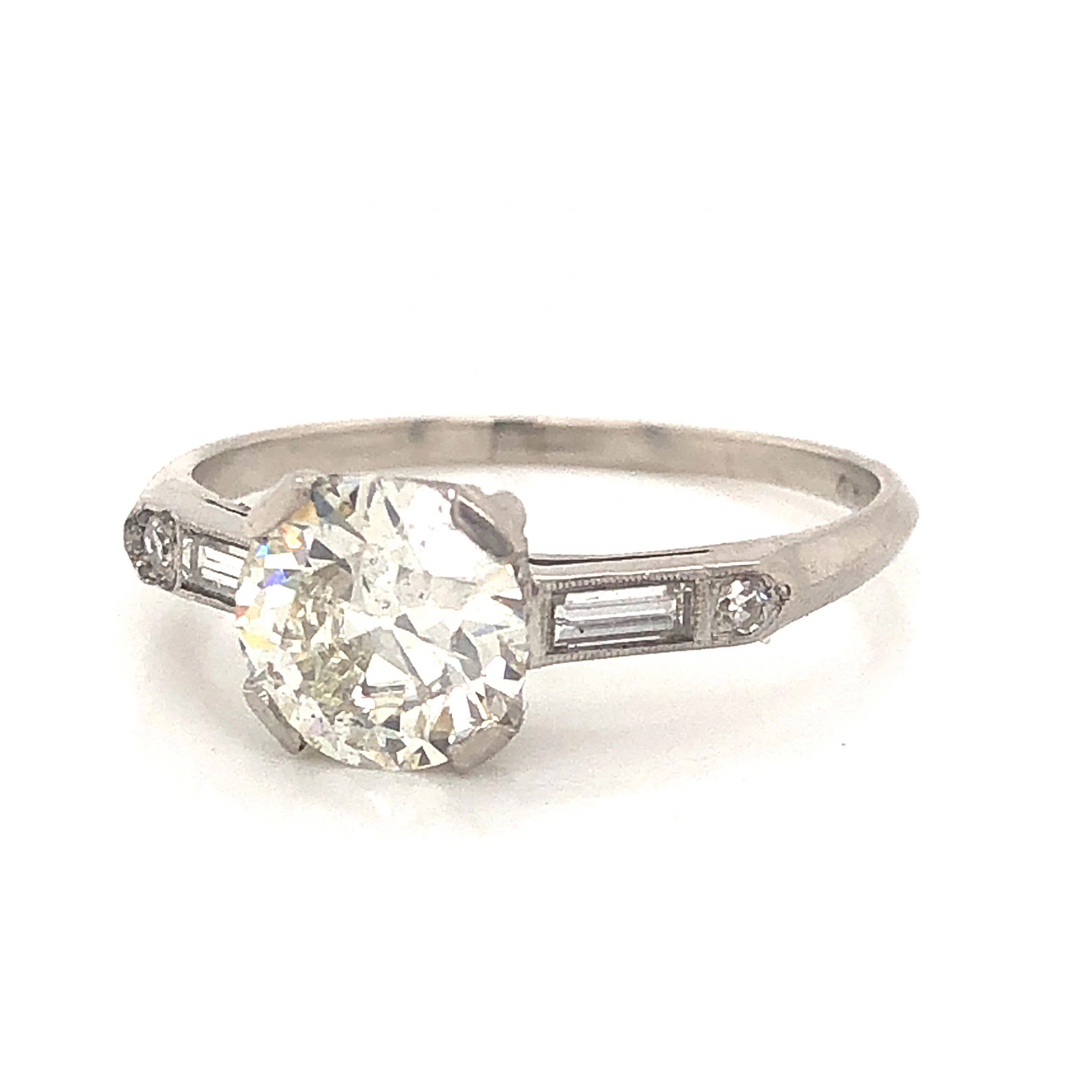 1.14 Art Deco Diamond Engagement Ring in Platinum - Image 2