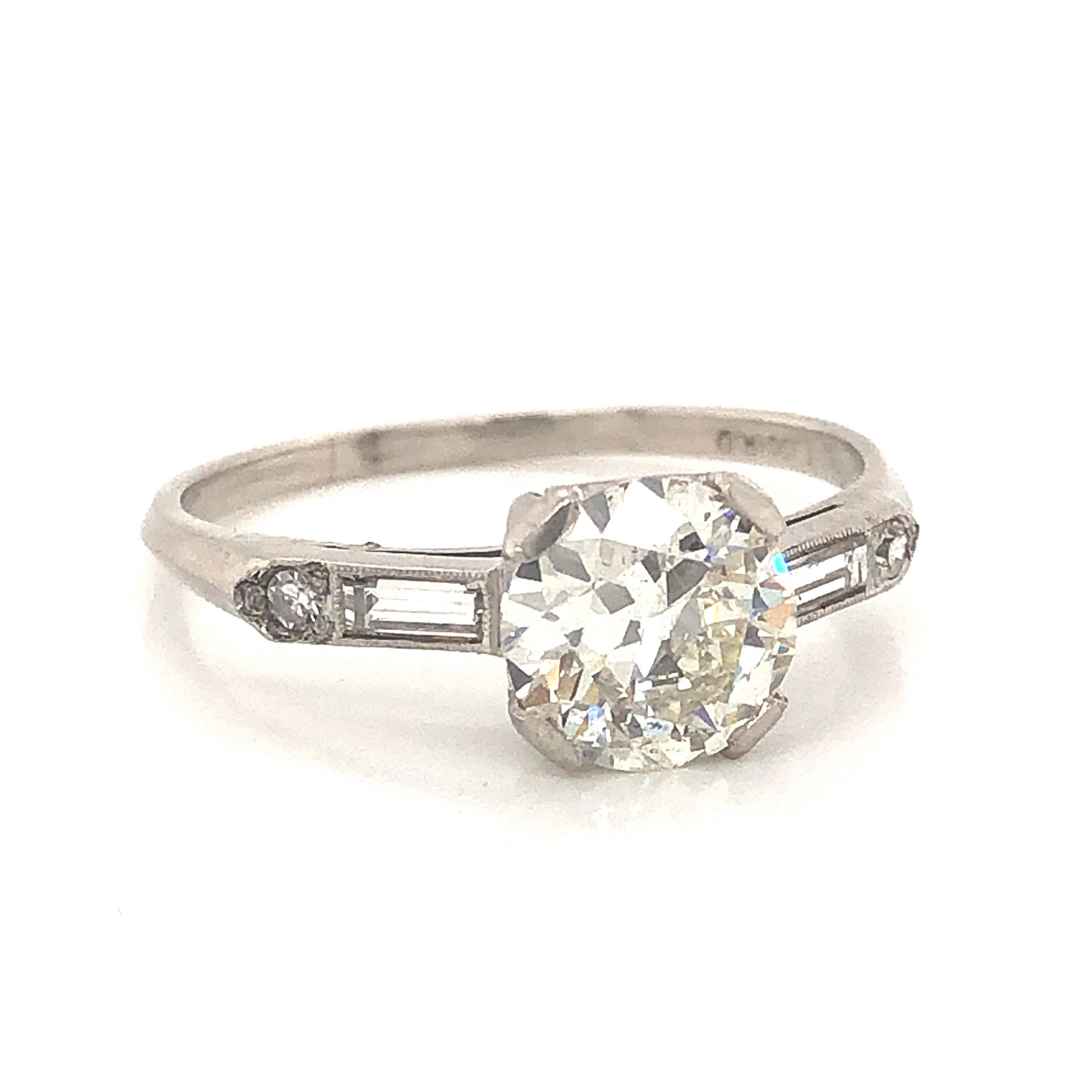 1.14 Art Deco Diamond Engagement Ring in Platinum - Image 3