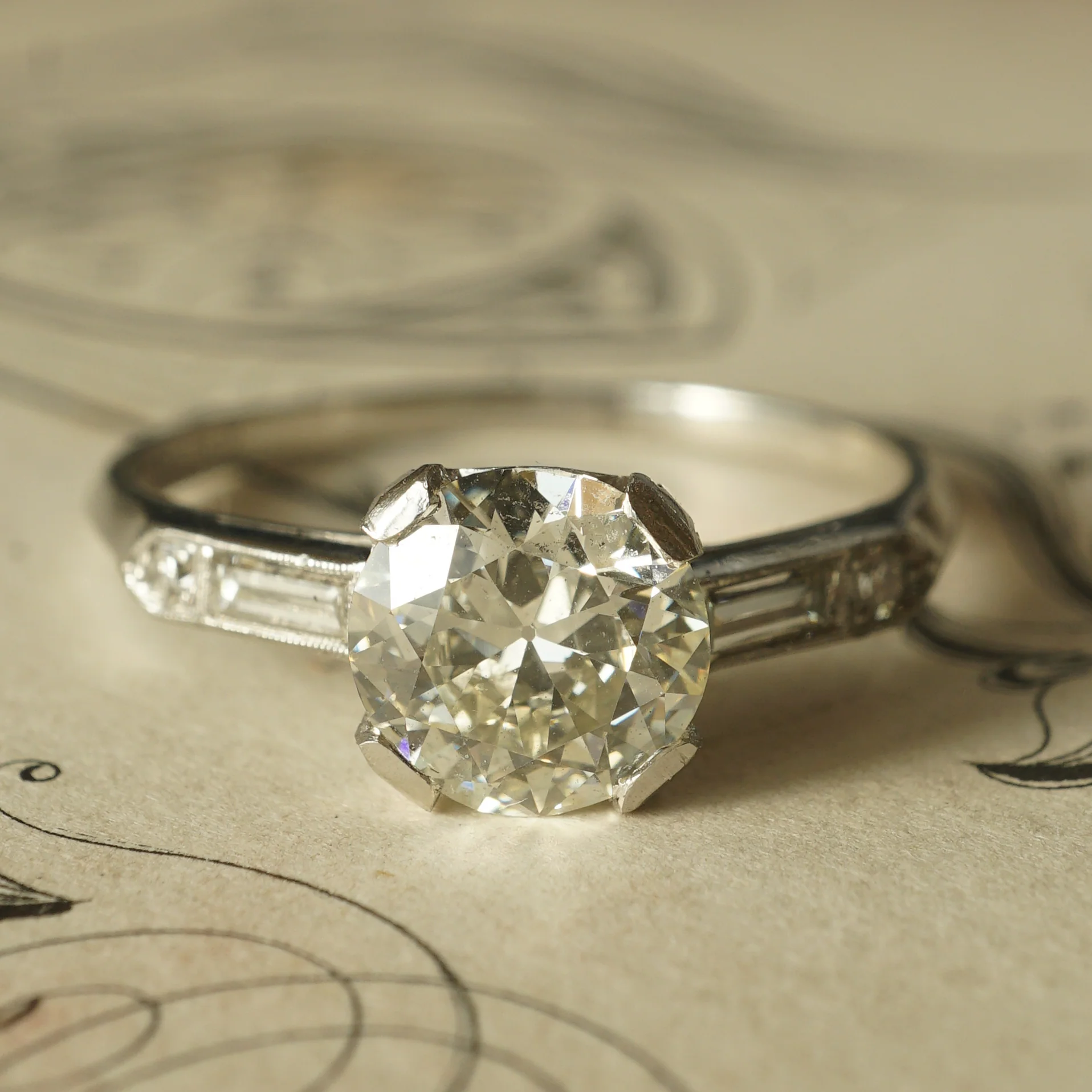 1.14 Art Deco Diamond Engagement Ring in Platinum - Image 6
