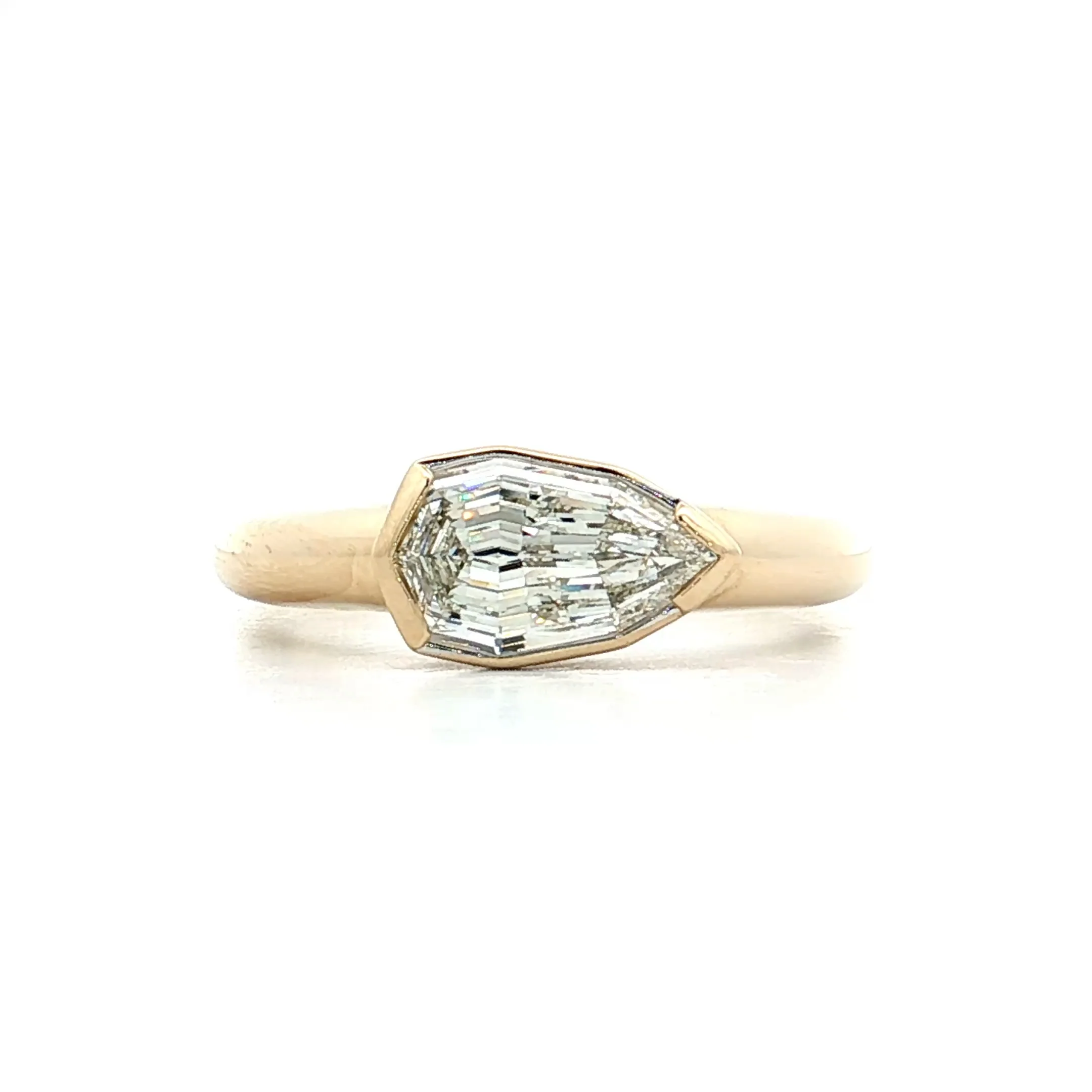 1.14 GIA Pear Step Cut Diamond Engagement Ring 14k