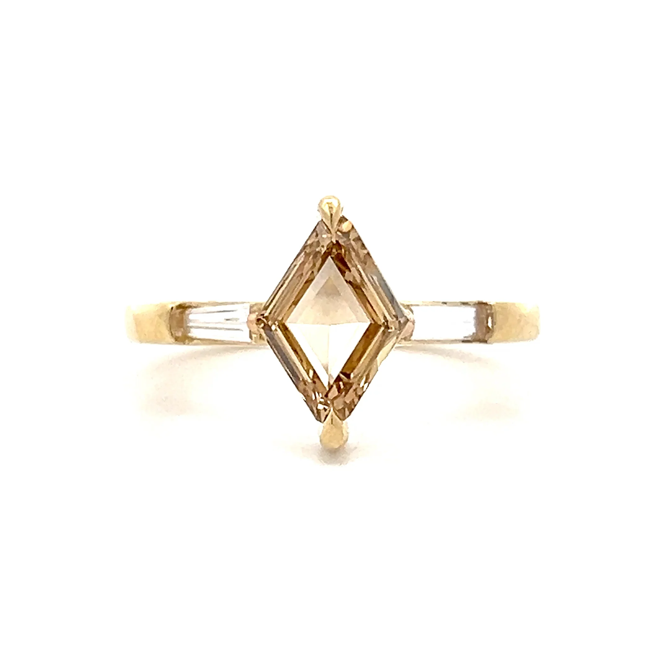 1.14 Lozenge Diamond Engagement Ring in 14k Yellow Gold