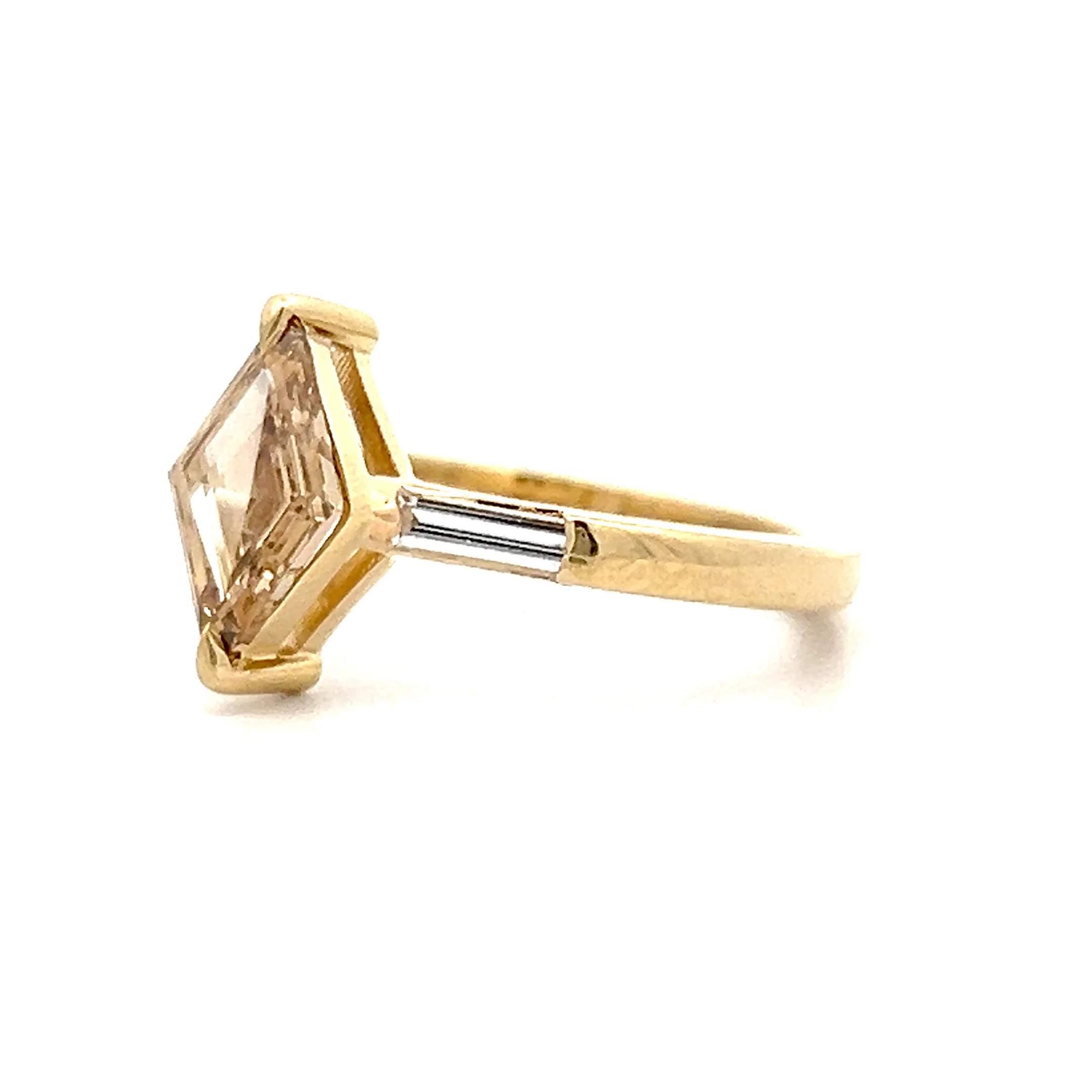1.14 Lozenge Diamond Engagement Ring in 14k Yellow Gold - Image 2