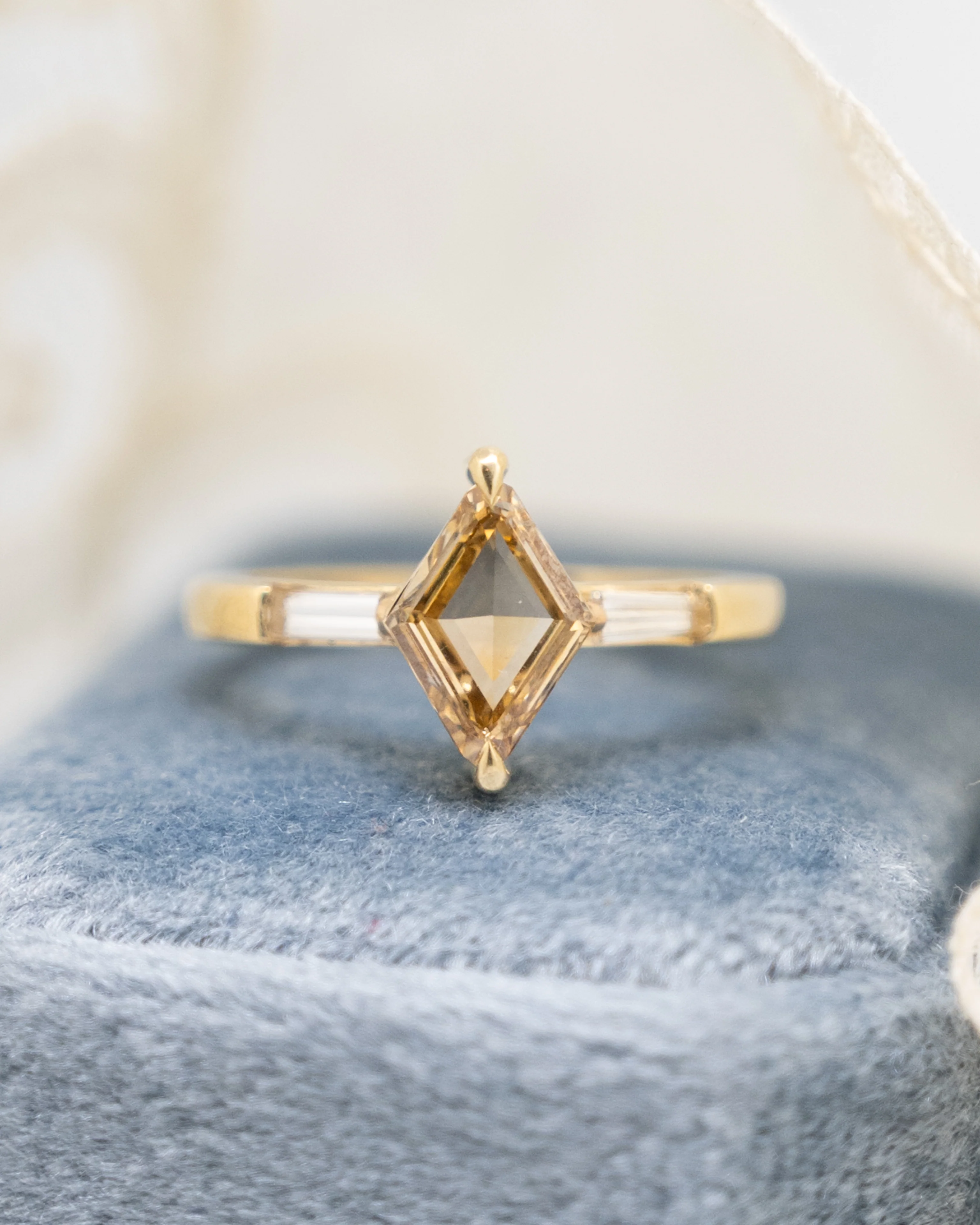 1.14 Lozenge Diamond Engagement Ring in 14k Yellow Gold - Image 6