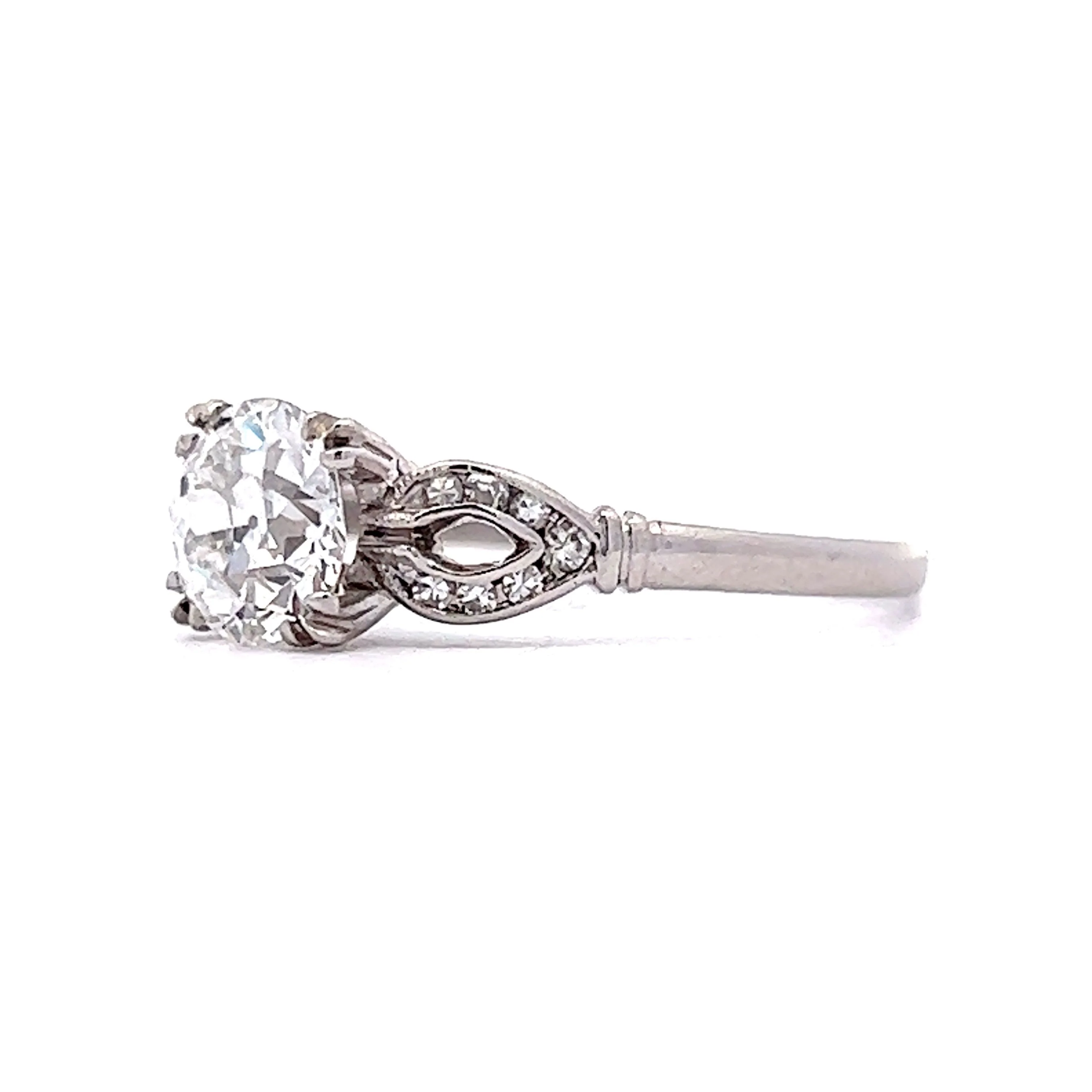 1.14 Vintage Old European Diamond Engagement Ring in Platinum - Image 2