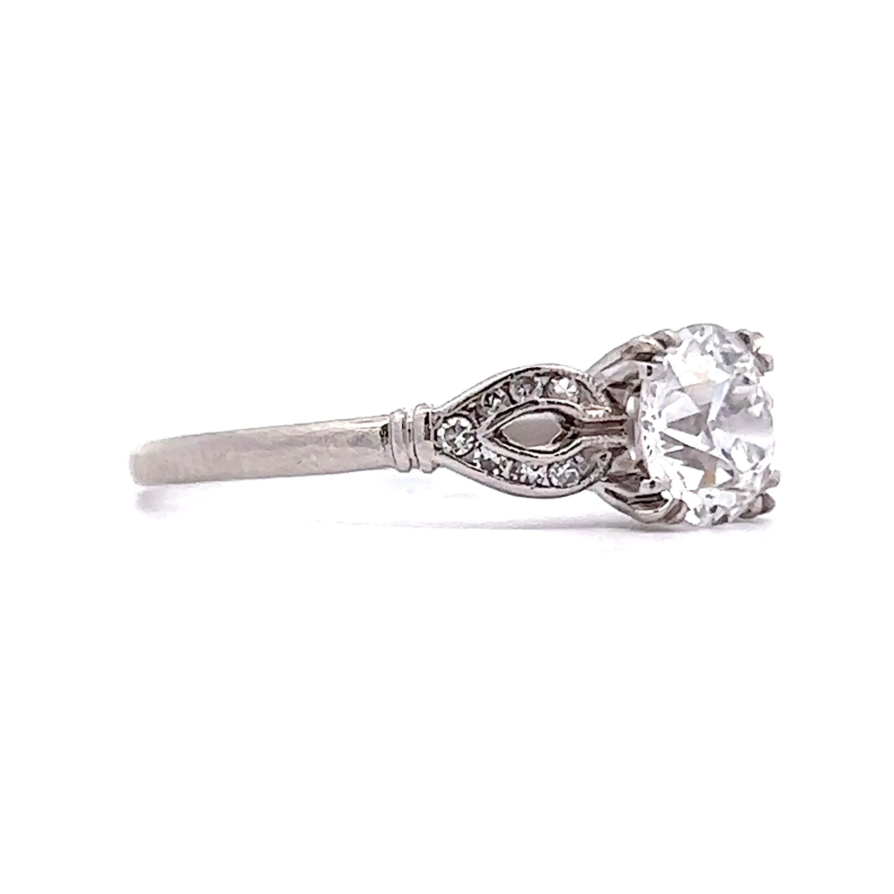 1.14 Vintage Old European Diamond Engagement Ring in Platinum - Image 3