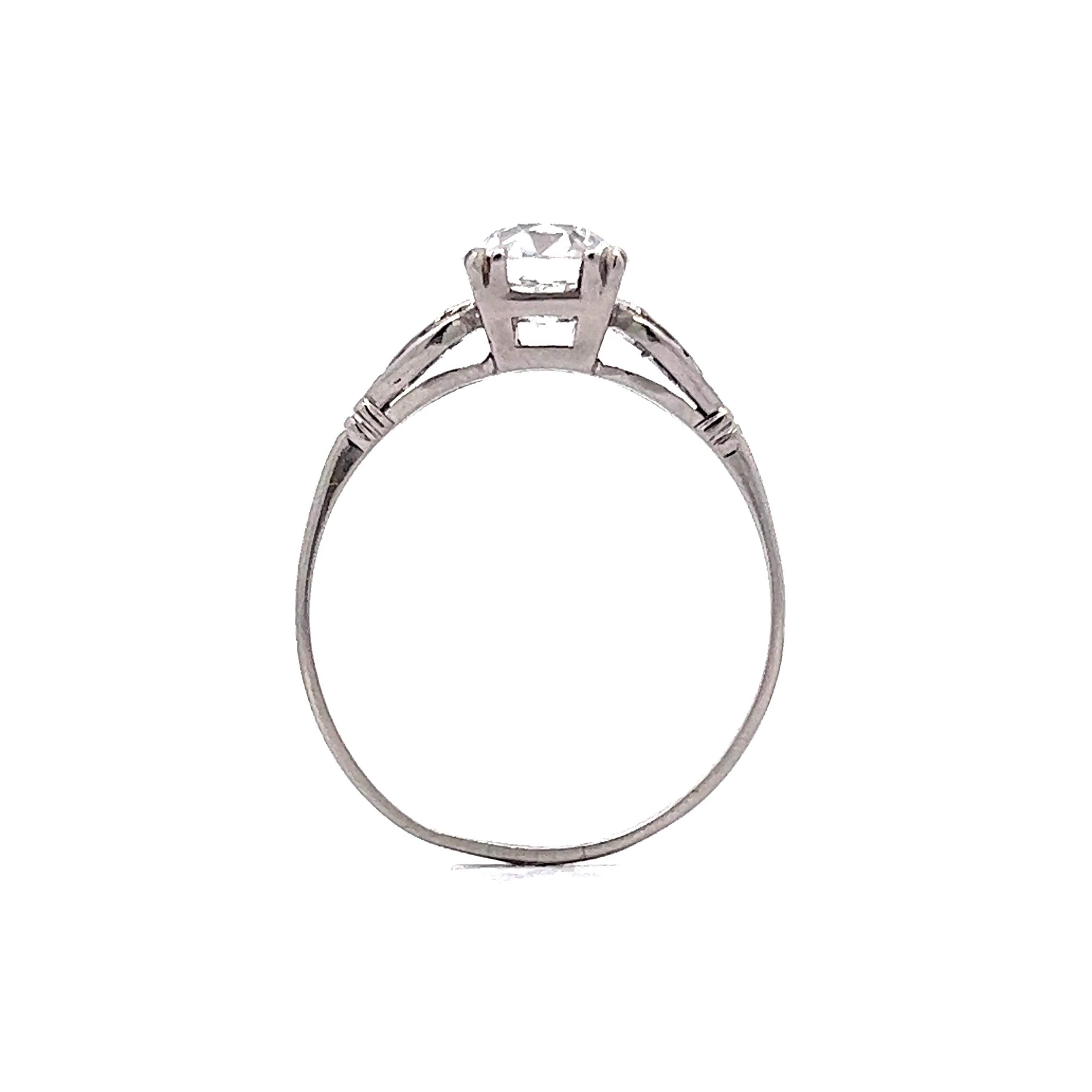 1.14 Vintage Old European Diamond Engagement Ring in Platinum - Image 4