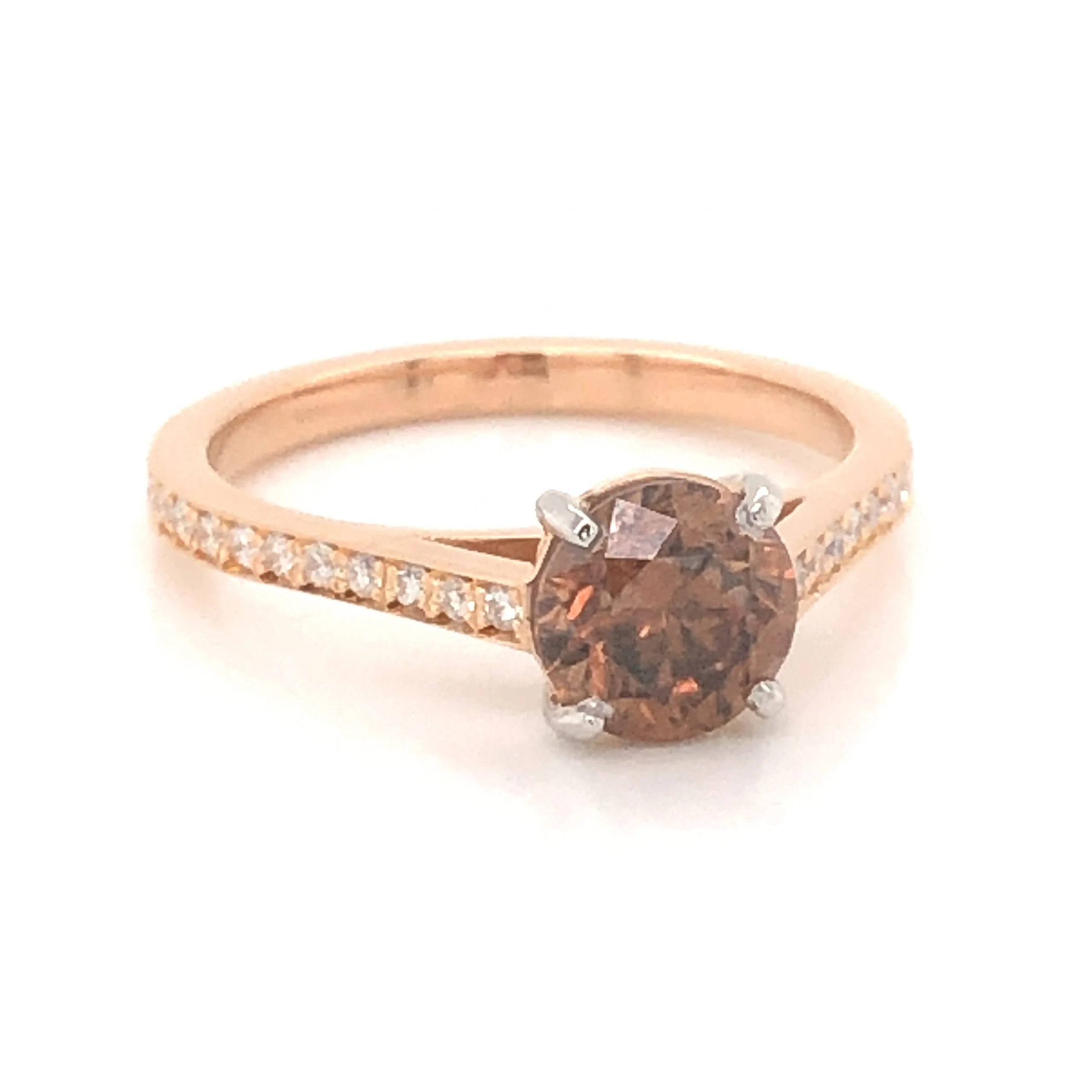 1.15 Chocolate Diamond Engagement Ring in 18K Rose Gold - Image 3