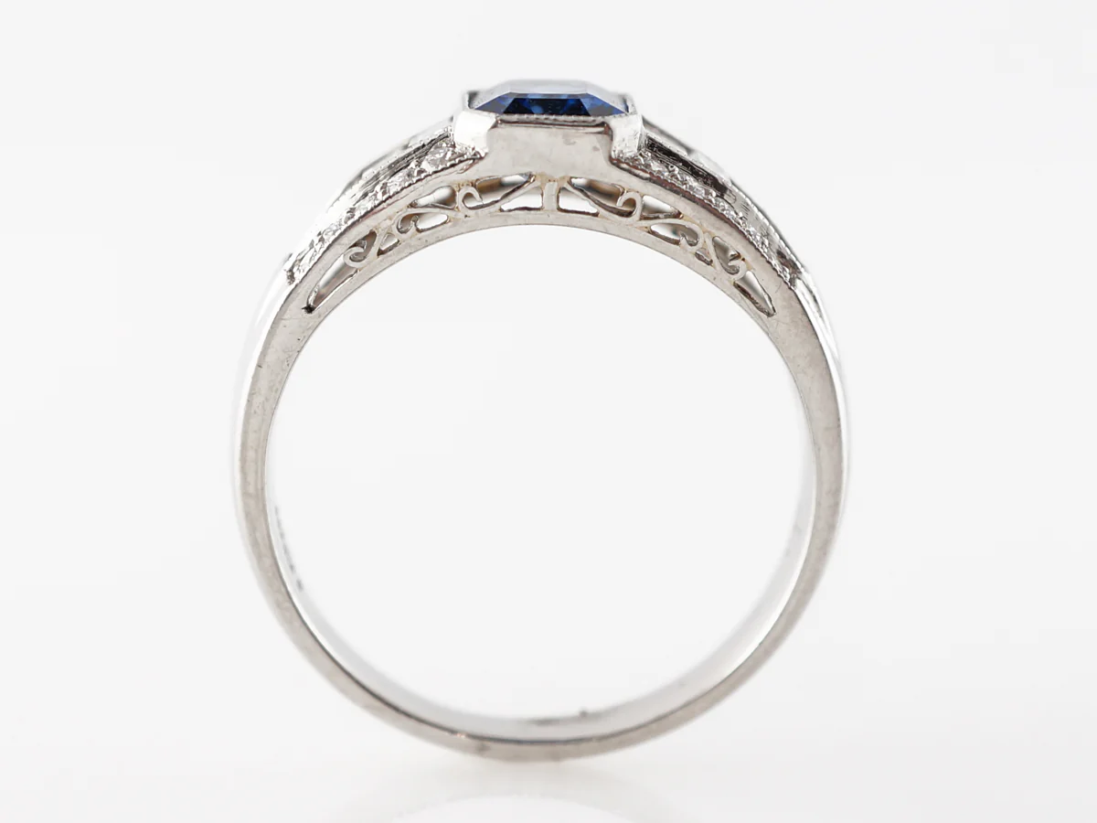 1.15 Emerald Cut Sapphire Engagement Ring in Platinum - Image 4