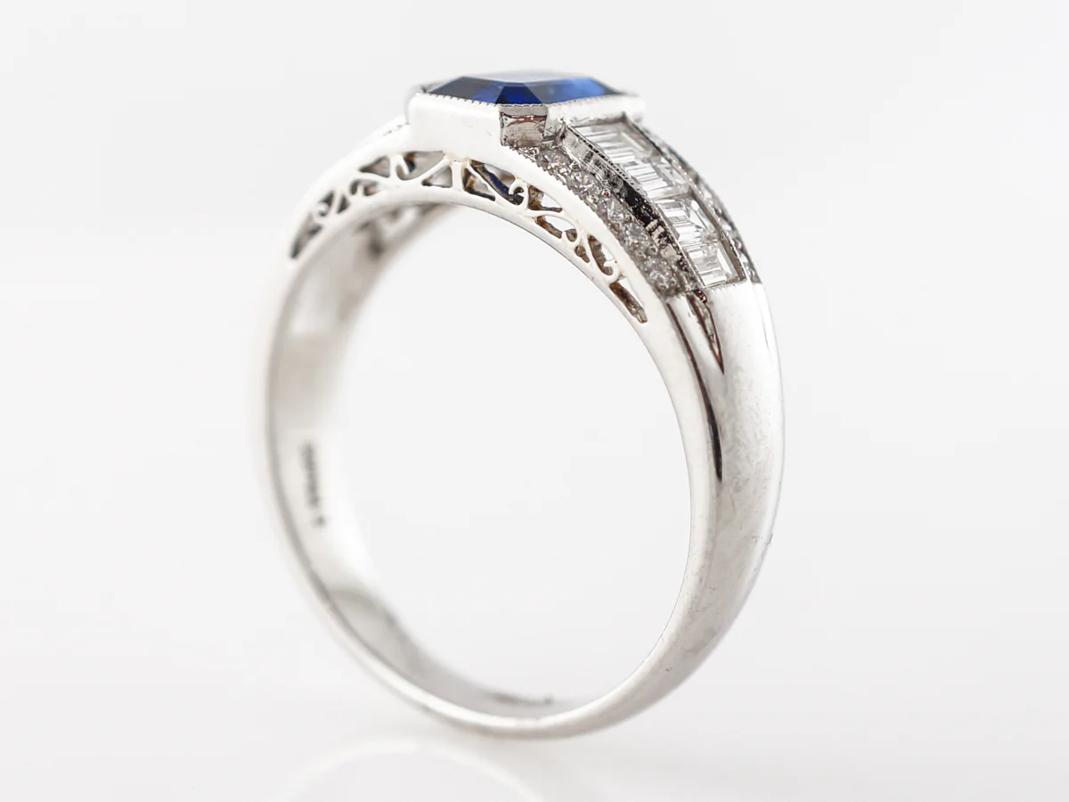 1.15 Emerald Cut Sapphire Engagement Ring in Platinum - Image 5