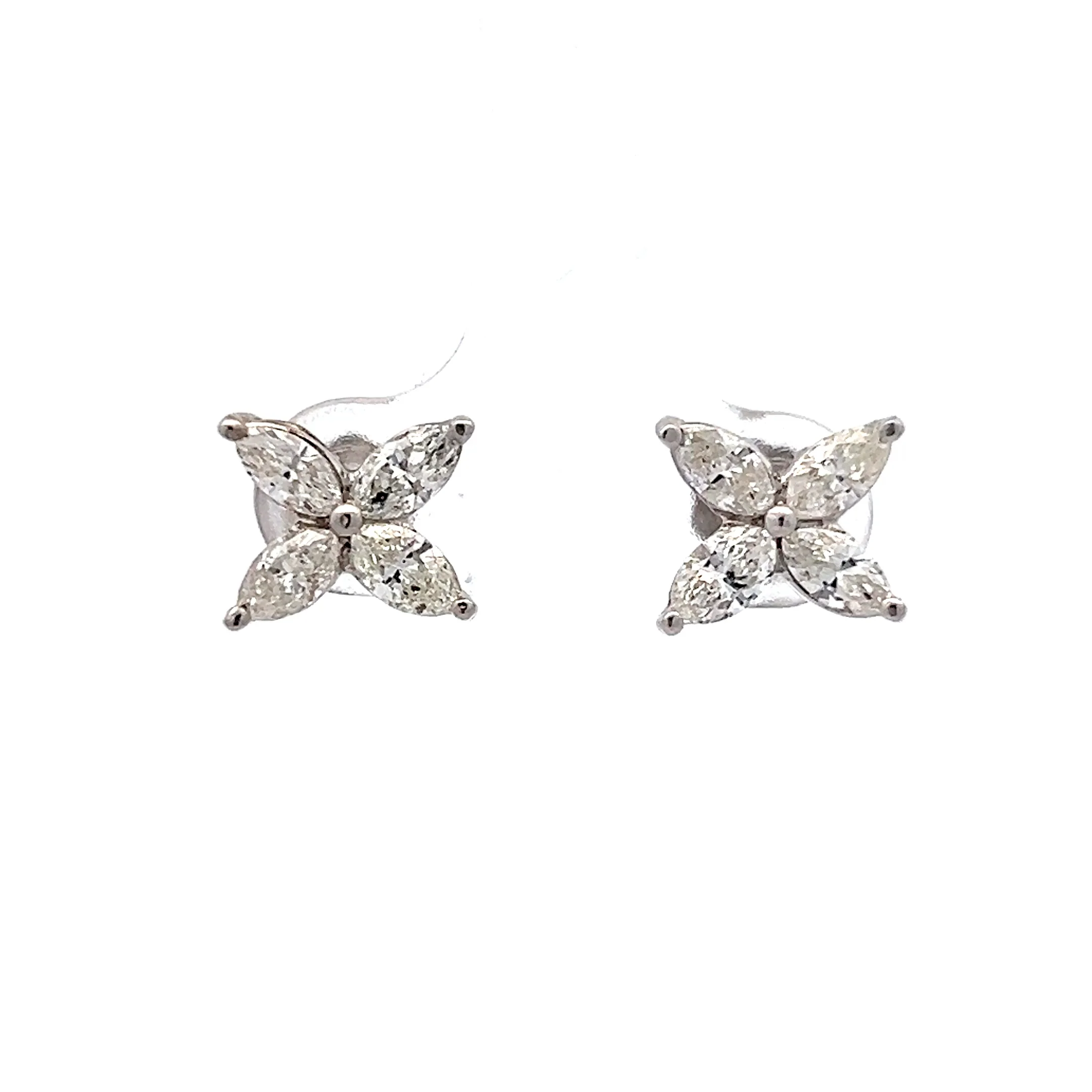 1.15 Marquis Diamond Earrings Studs in 18k White Gold
